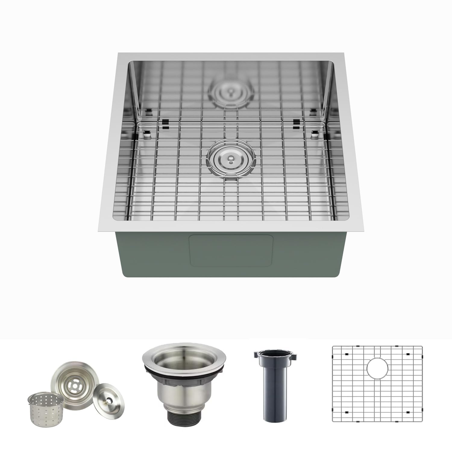 Blue Ocean 21-Inch Undermount Kitchen Sink - 16 Gauge Stainless Steel Single Bowl (21