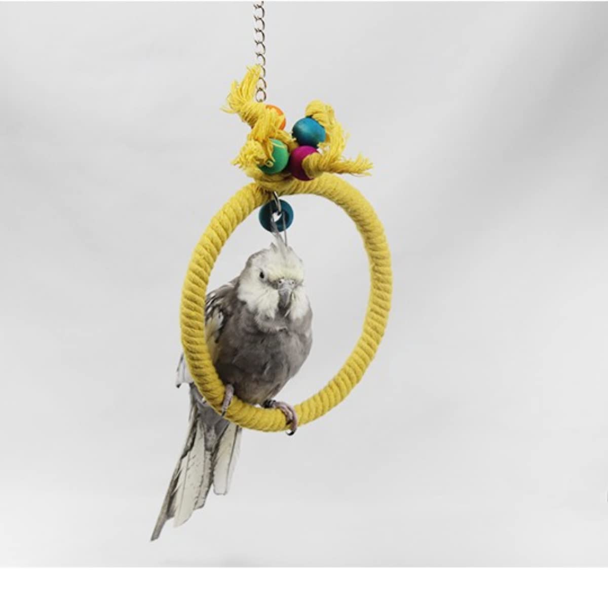 Natural Cotton Rope Bird Swing - Durable Chew-Resistant Perch Toy for Parrots, Cockatiels, Conures & Small Birds | Cage Hanging Enrichment Activity for Budgies & Parakeets | Large Green Size (2-Pack) - Perfect for Playtime & Stress Relief in Bird Cages