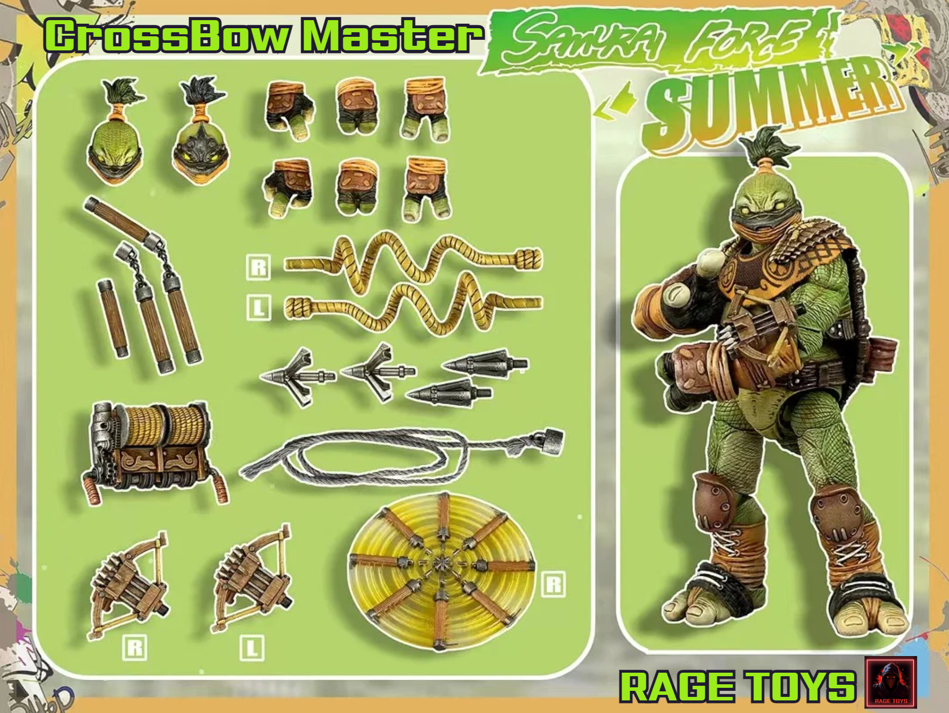 Fury Toys 1/12 Scale 5-inch Action Figure - Wave 3 Rage Samurai Force Turtle Collectible Figure for Display & Play | Perfect for Anime Fans, Model Collectors, and Gift Giving
