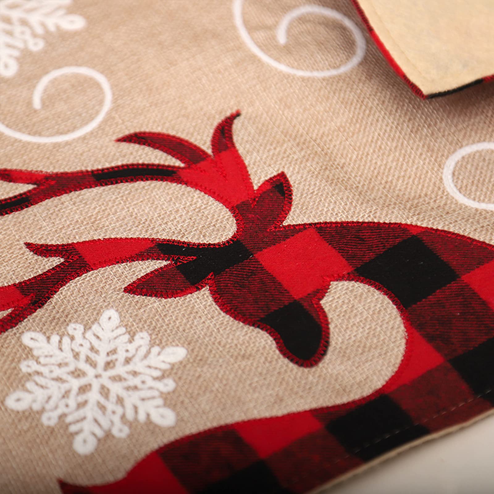 2 PCS Christmas Placemats - 17.7 x 13.8 Inch Red and Black Lattice Embroidery Elk Table Mats, Linen Holiday Dining Decor for Wedding, Home, Christmas Party - Perfect for Festive Dinners, Holiday Gatherings & Seasonal Table Settings