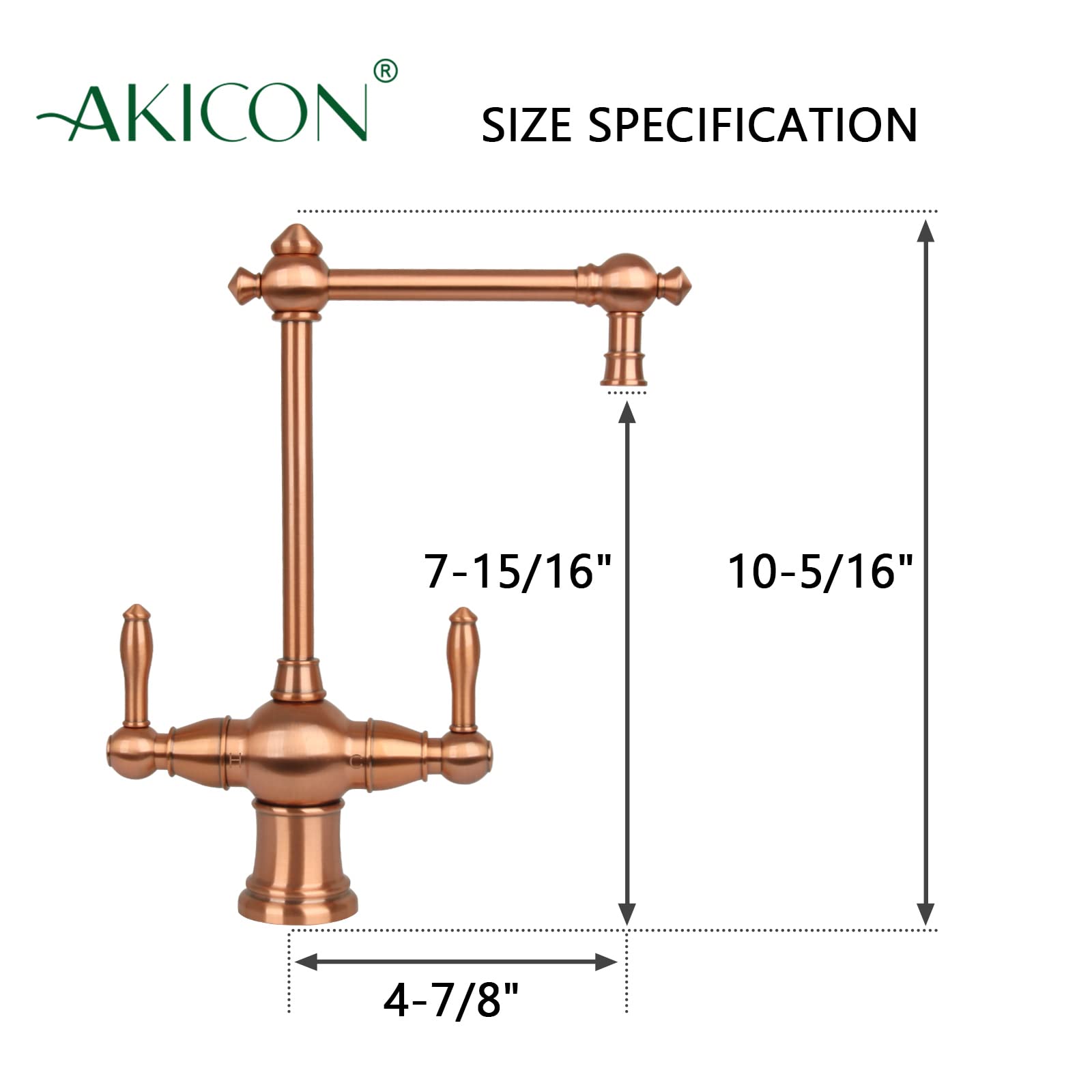 Premium Dual Handle Copper Water Filter Faucet - Hot & Cold Water Dispenser for Instant Hot Water Tanks & Filtration Systems - Perfect for Kitchen Sink, RV, and Office Use