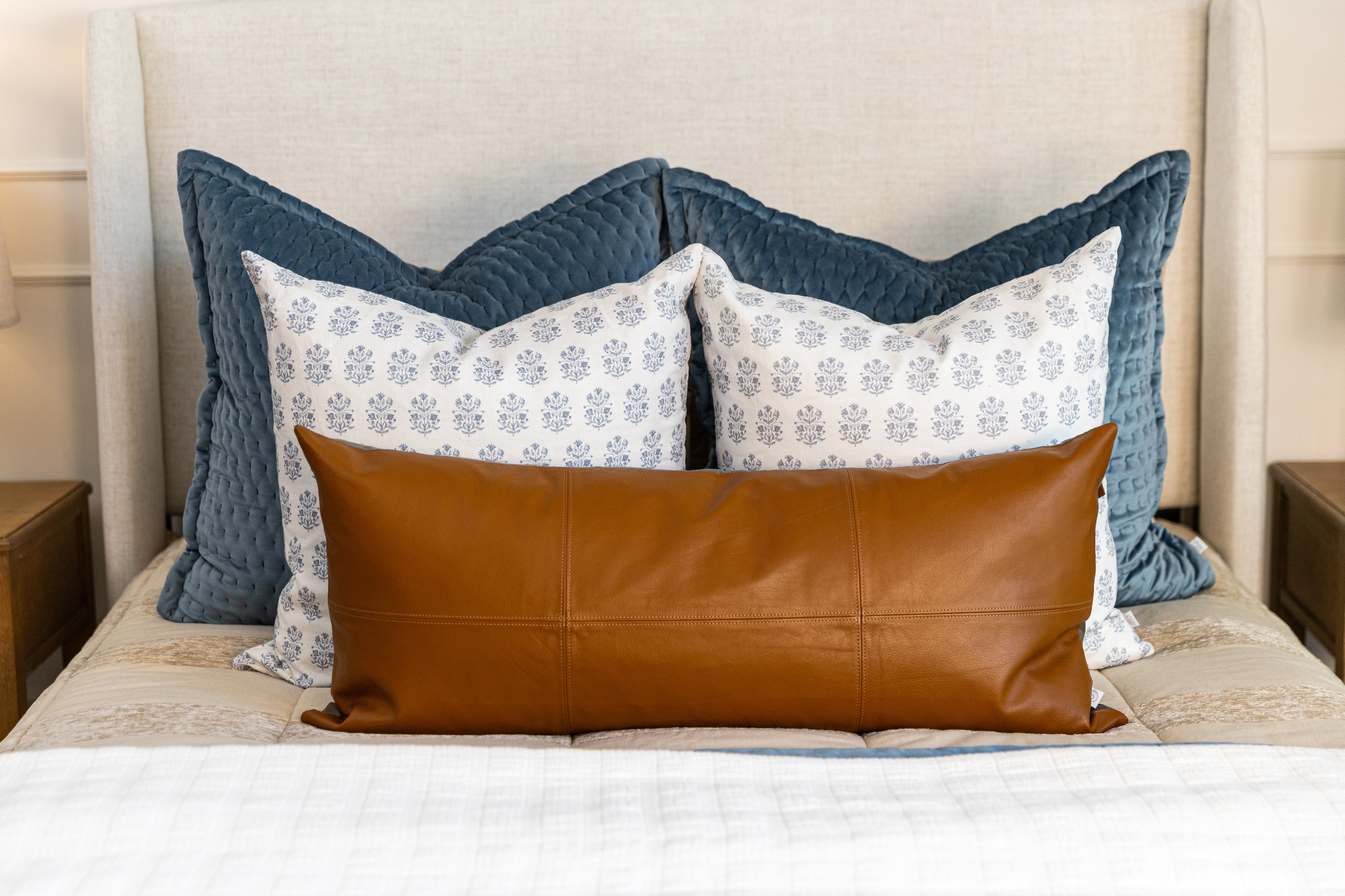 Luxury Owen Genuine Leather XL Lumbar Pillow Cover for Sofa, Bed & Office - Premium Back Support Cushion Case for Home Decor and Comfort