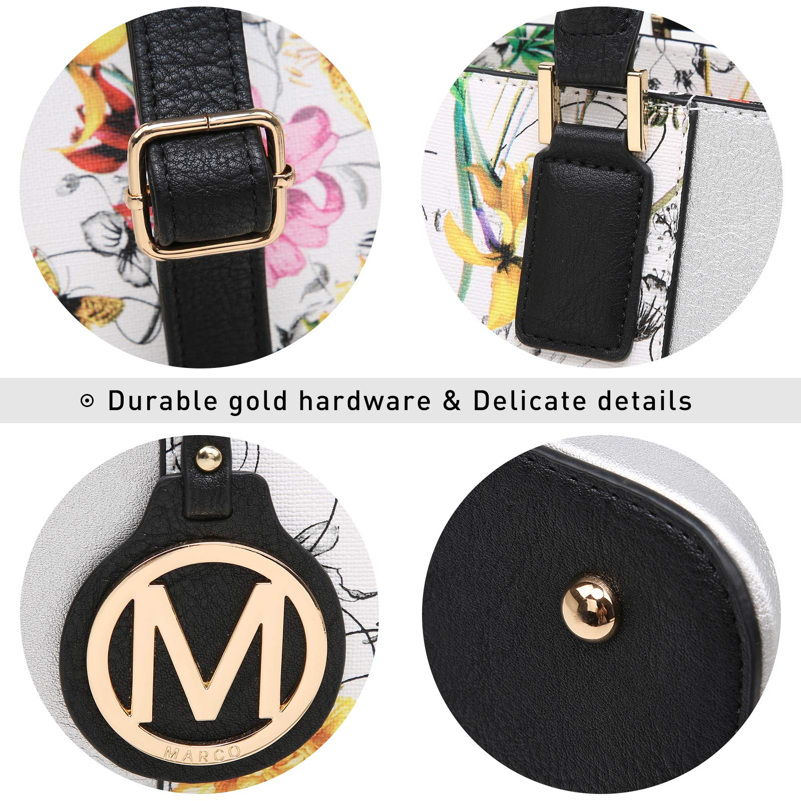 MKP Women's Two-Tone Large Tote Bag with Top Handle - Stylish Satchel Handbag Purse Set of 2 (Black & Beige) - Perfect for Work, Travel & Everyday Use