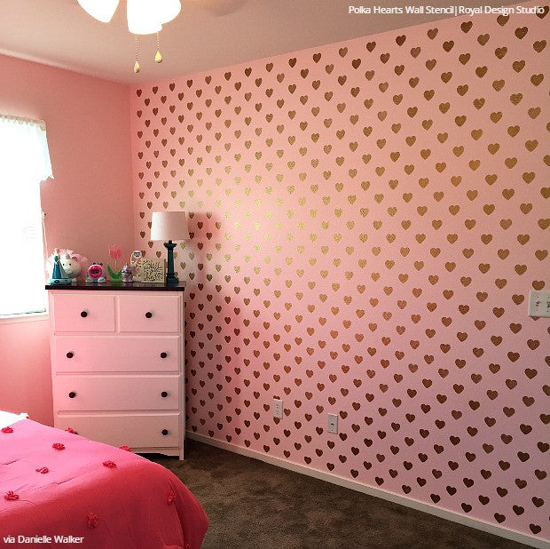 Polka Heart Wall Stencil - Reusable DIY Painting Template for Home Decor, Nursery, Kids Room & Wedding - Perfect for Walls, Furniture & Crafts
