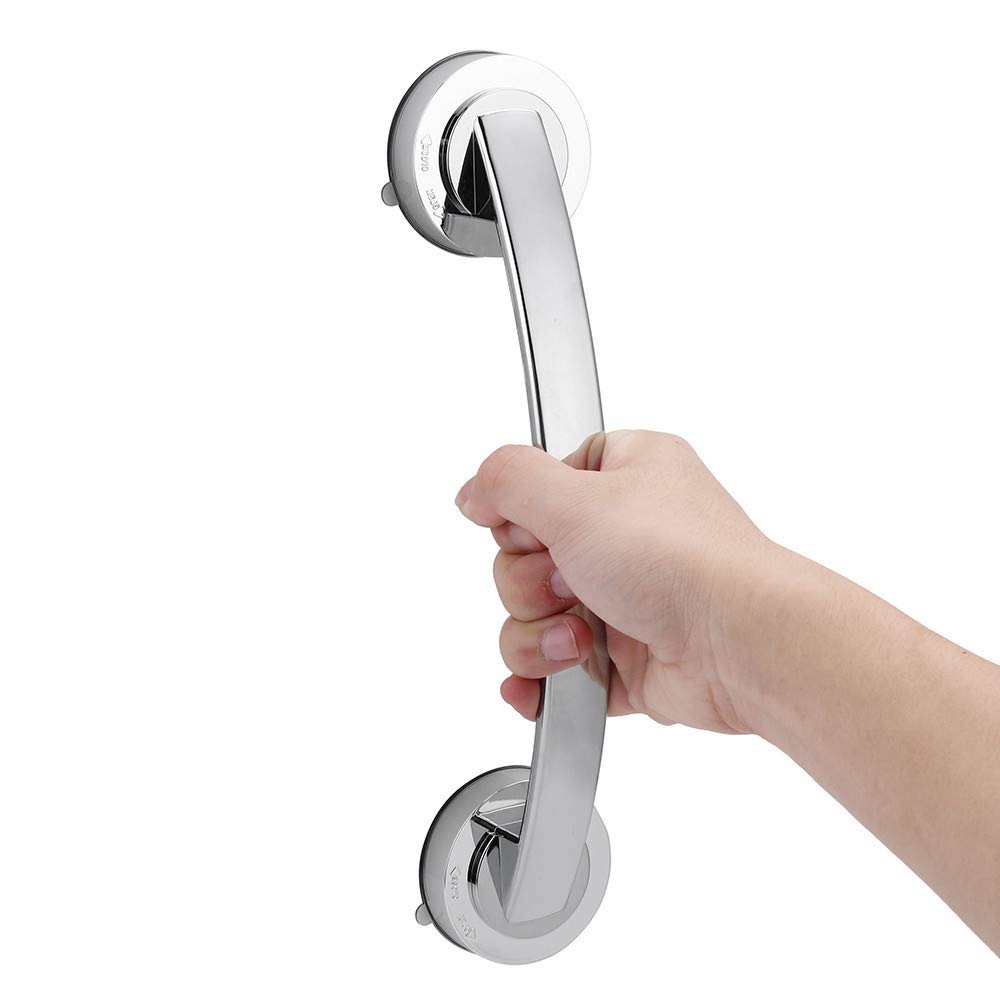 LXB Bathroom Suction Cup Handrail - Adjustable Safety Grip Bar for Shower, Bathtub & Toilet - Non-Slip Support for Elderly & Disabled - Silver (Stainless Steel) - Perfect for Bathroom Safety & Accessibility