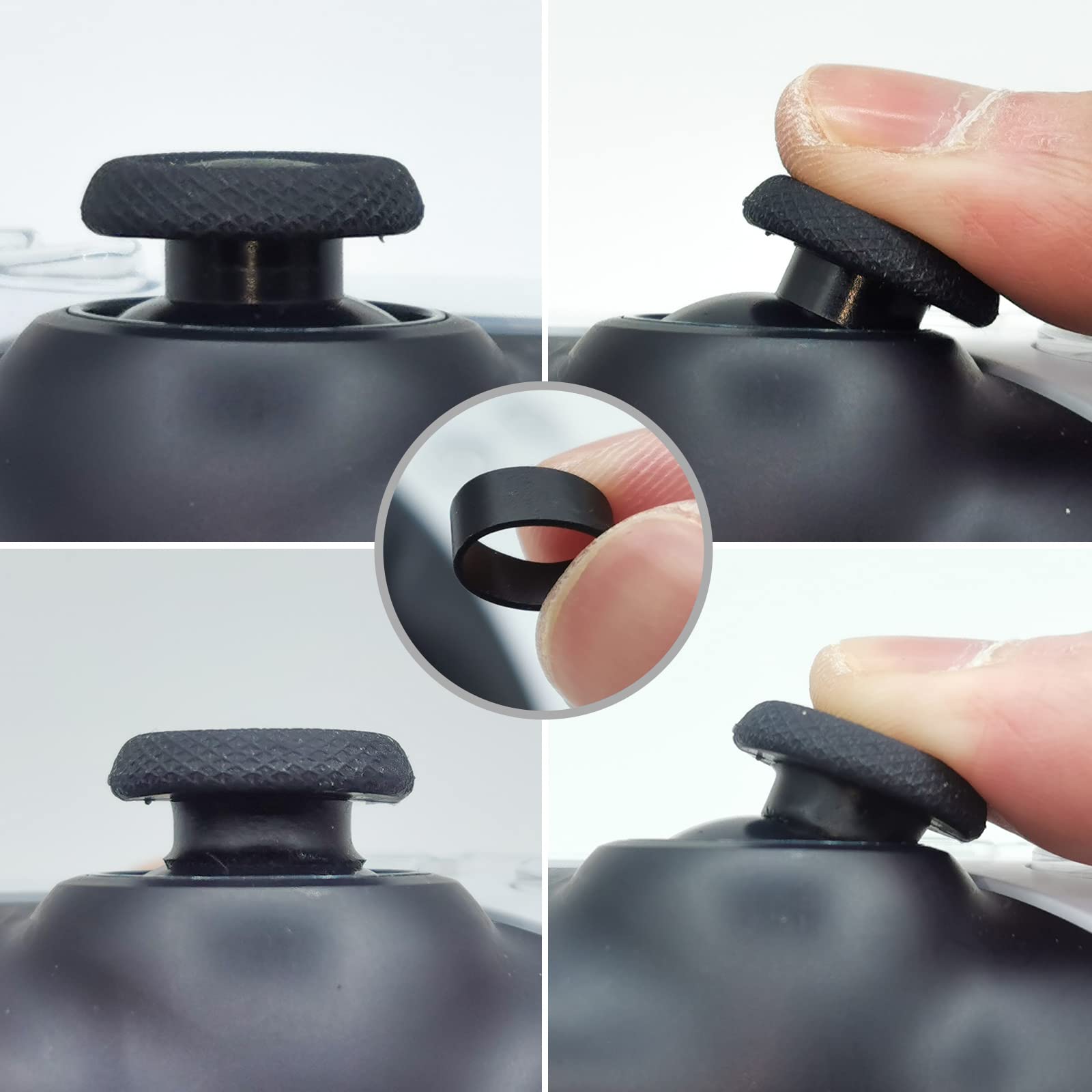 PS5/PS4/Xbox/Switch Pro Controller Thumb Grips & Precision Rings Set (30pcs) - Black & White - Enhanced Grip for Gaming, FPS, Racing & Sports Games