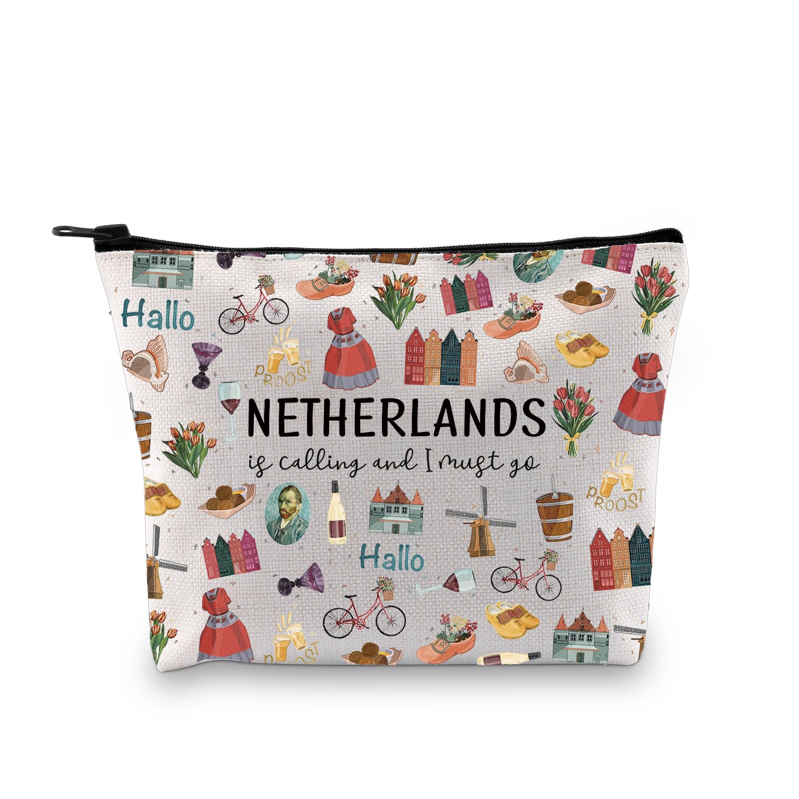 Dutch Netherlands Travel Souvenir Makeup Bag - Perfect Gift for Bachelorette Parties, Travel Lovers & Holland Fans | Great for Vacations, Bridal Showers & European Getaways