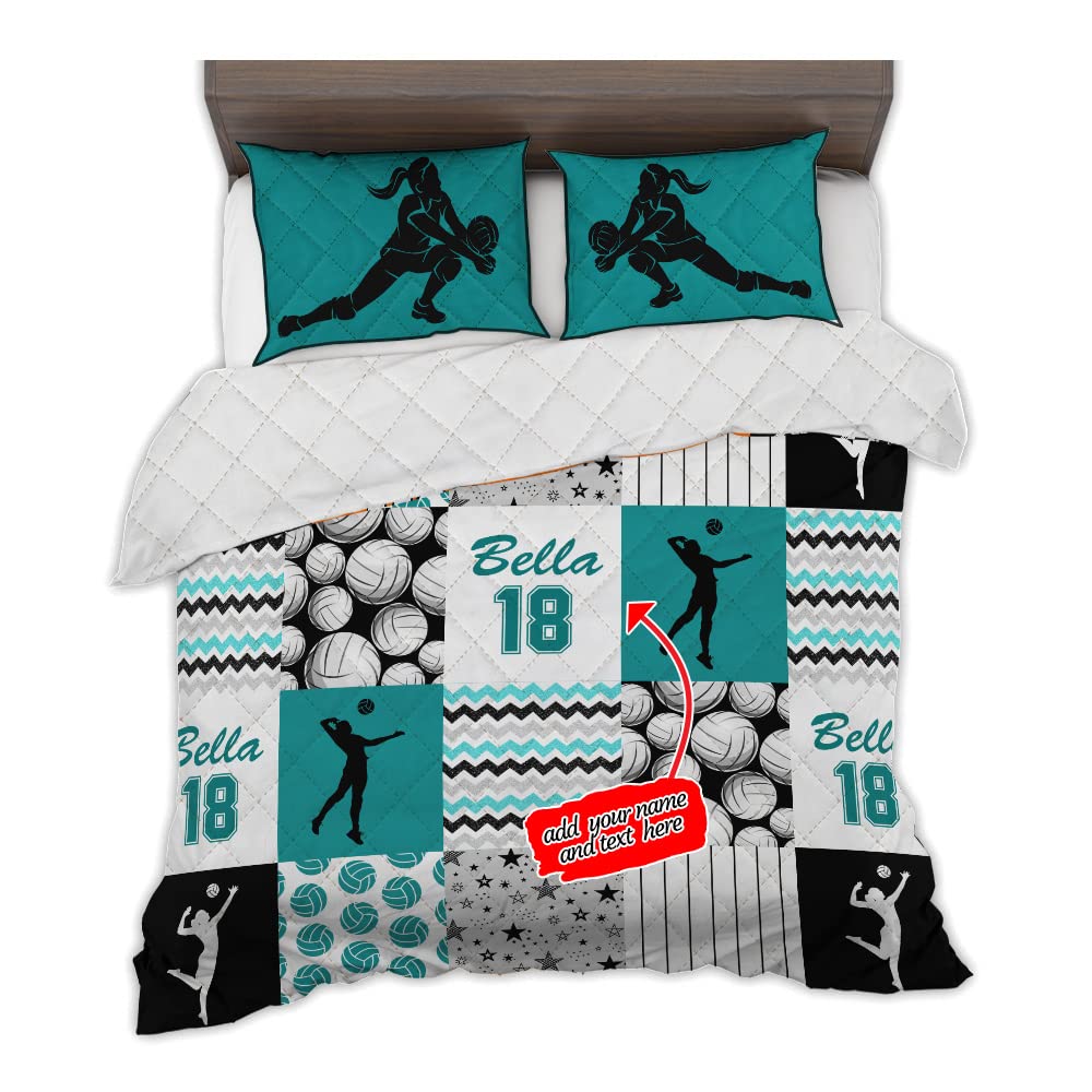 Custom Volleyball Pattern Quilt Set - Personalized Sports Bedding for Kids & Teens, Twin Size 71