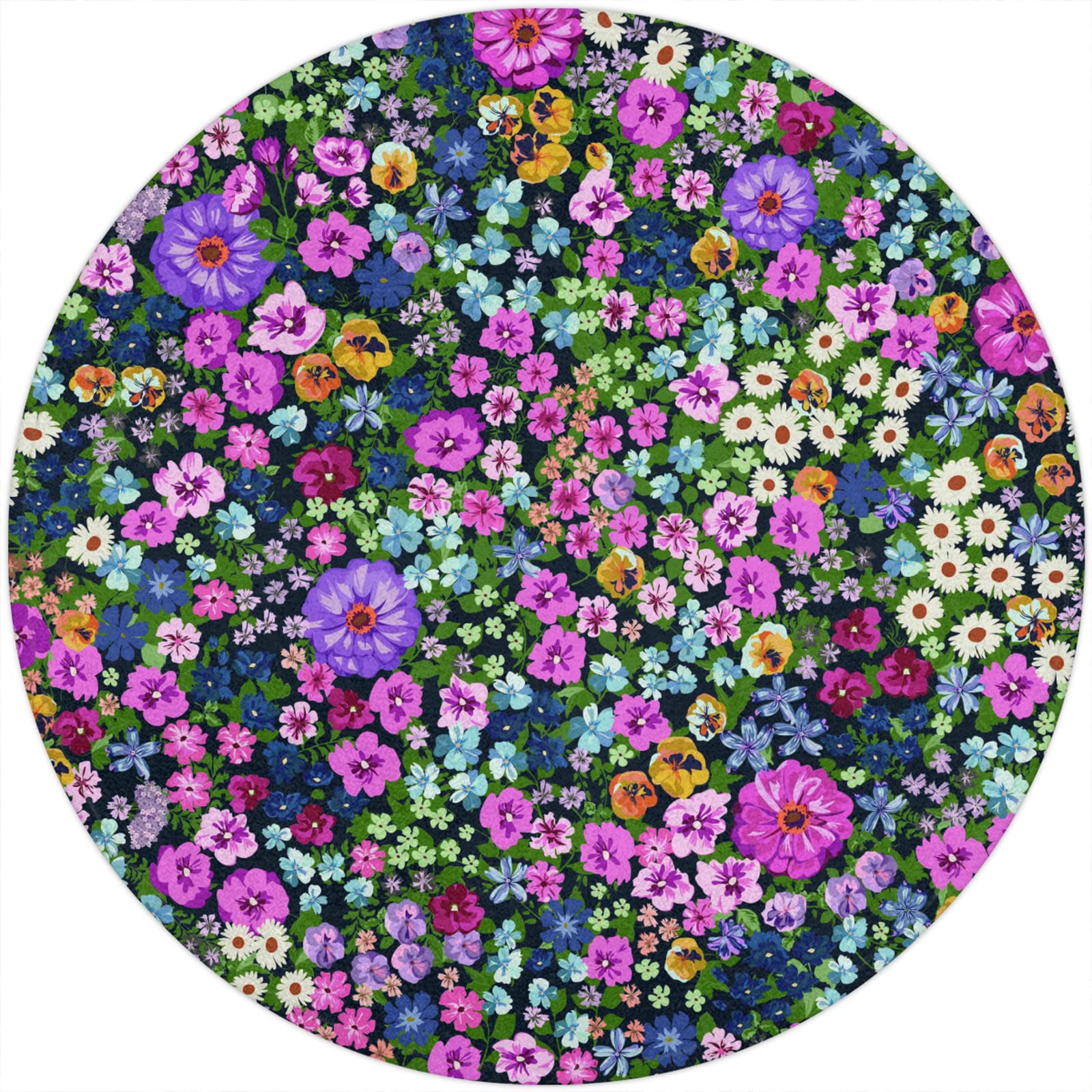 Floral Round Blanket - Lightweight, Soft & Warm Throw for Picnic, Living Room, Sofa, Chair - Perfect for Outdoor Activities & Home Decor