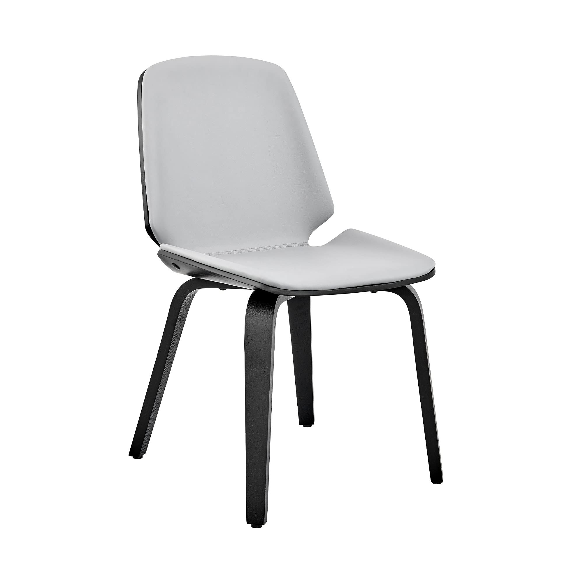Armen Living Brinley Mid Century Modern Dining Chair - Gray Faux Leather & Black Wood Accent Side Chair for Kitchen, Table, Desk, Vanity | Perfect for Dining Rooms, Home Offices & Bedroom Makeup Areas