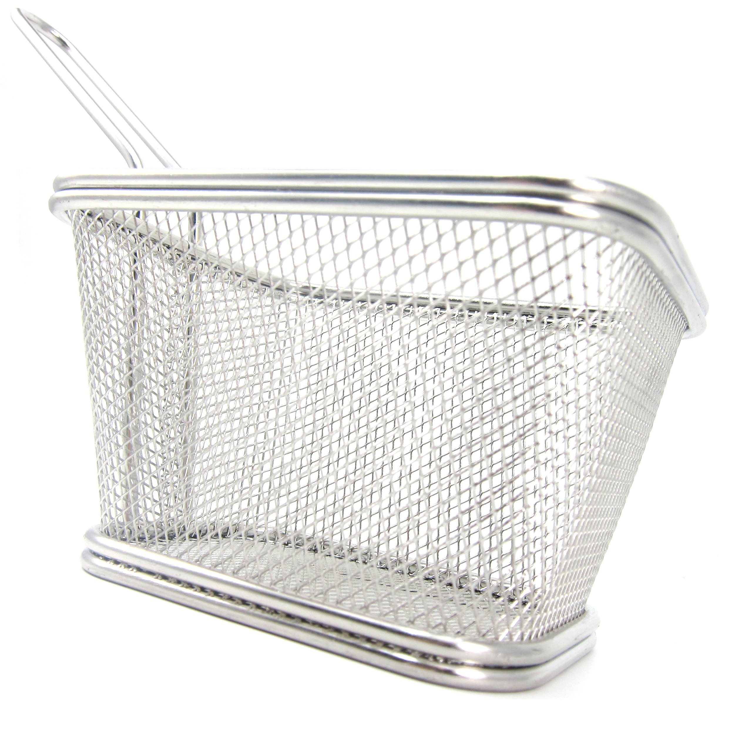 Premium Stainless Steel Fry Basket for Chips & French Fries - 5 Inch Large Cooking Strainer & Serving Tool - Ideal for Home Kitchens, Restaurants & Outdoor BBQ