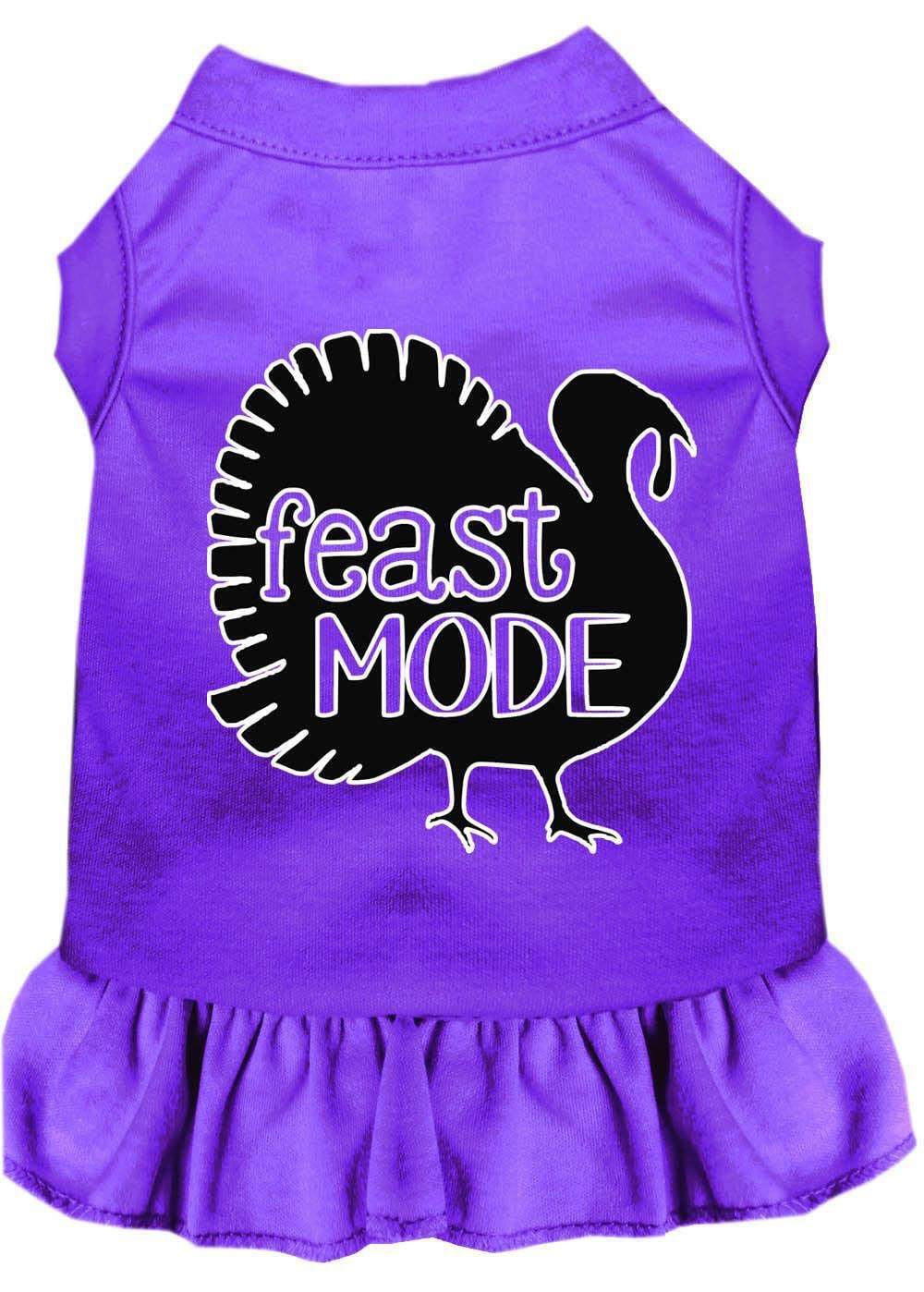 Thanksgiving Pet Costume for Dogs & Cats - 'Feast Mode' Screen Printed Bright Pink Dress, Size MD (6-10 lbs) | Holiday Party Outfit for Pets