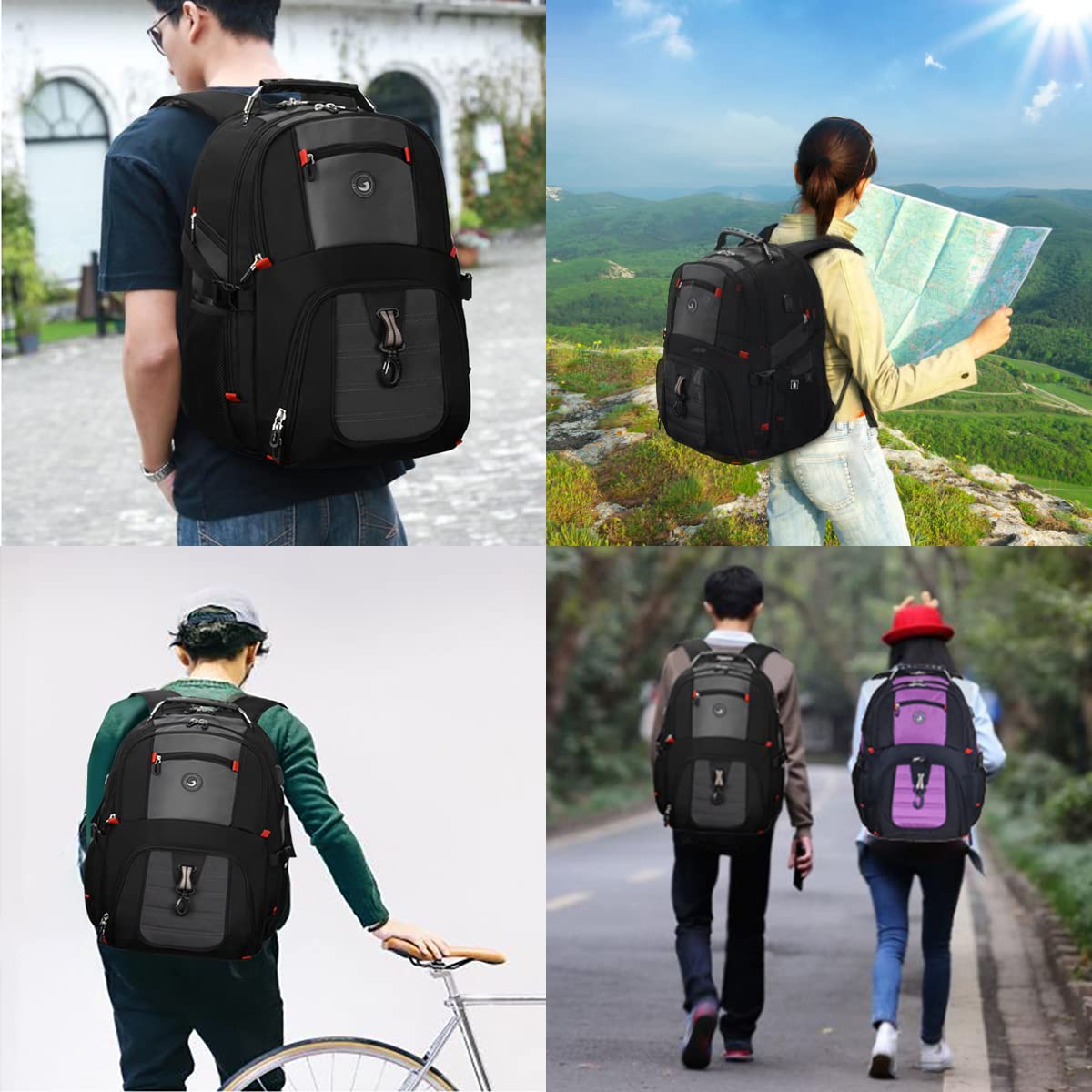 SHRRADOO 50L Extra Large Travel Laptop Backpack with USB Charging Port - Airline Approved Business Backpack for Men & Women - Fits 17 Inch Laptop - Perfect for College, High School, Work & Business Travel