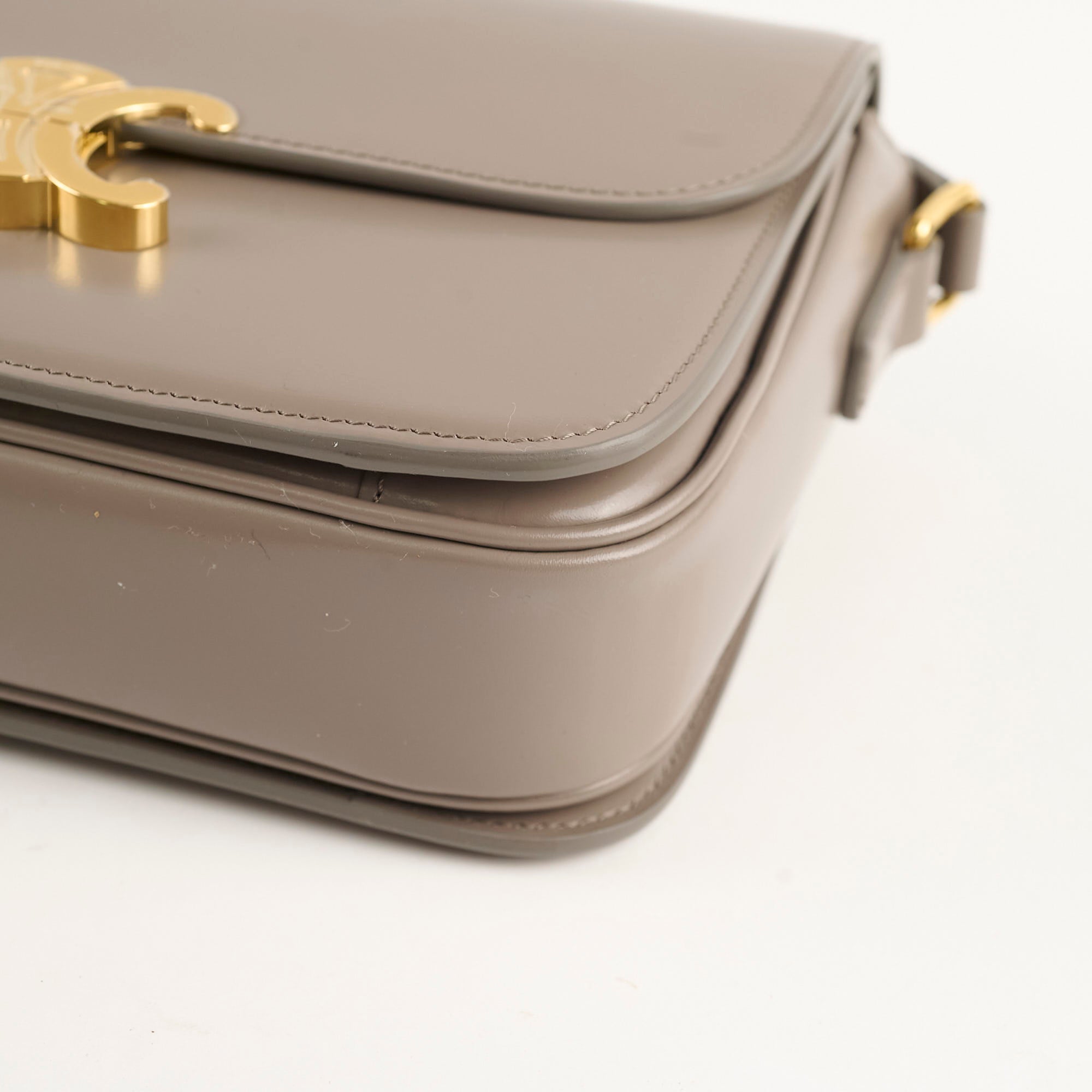 Celine Classique Medium Triomphe Bag Pebble Leather Shoulder Bag for Women | Luxury Designer Handbag for Work, Travel & Everyday Use