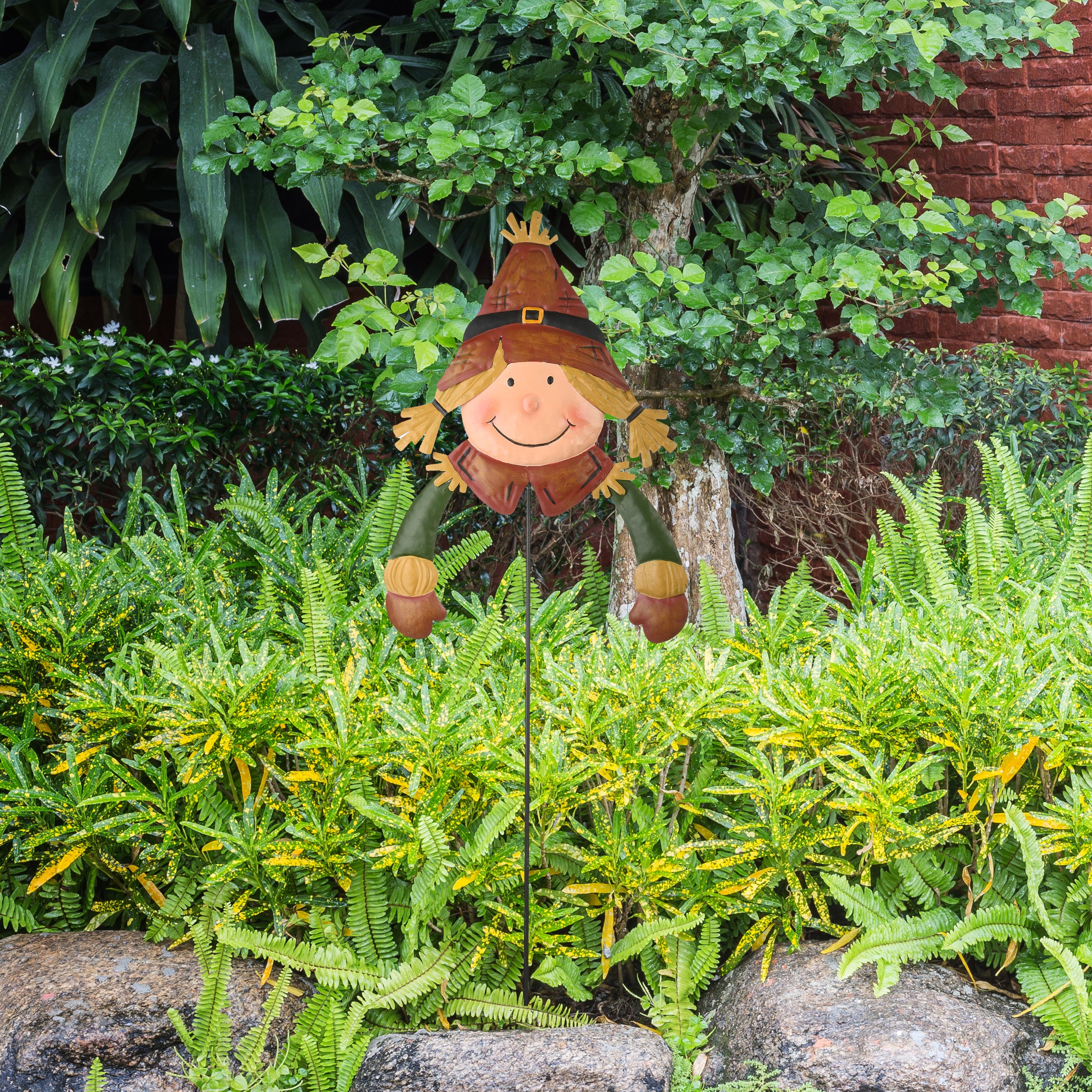 26 Inch Scarecrow Girl Garden Stake - Rustic Fall Outdoor Decor for Yard, Lawn, and Halloween Party Decoration