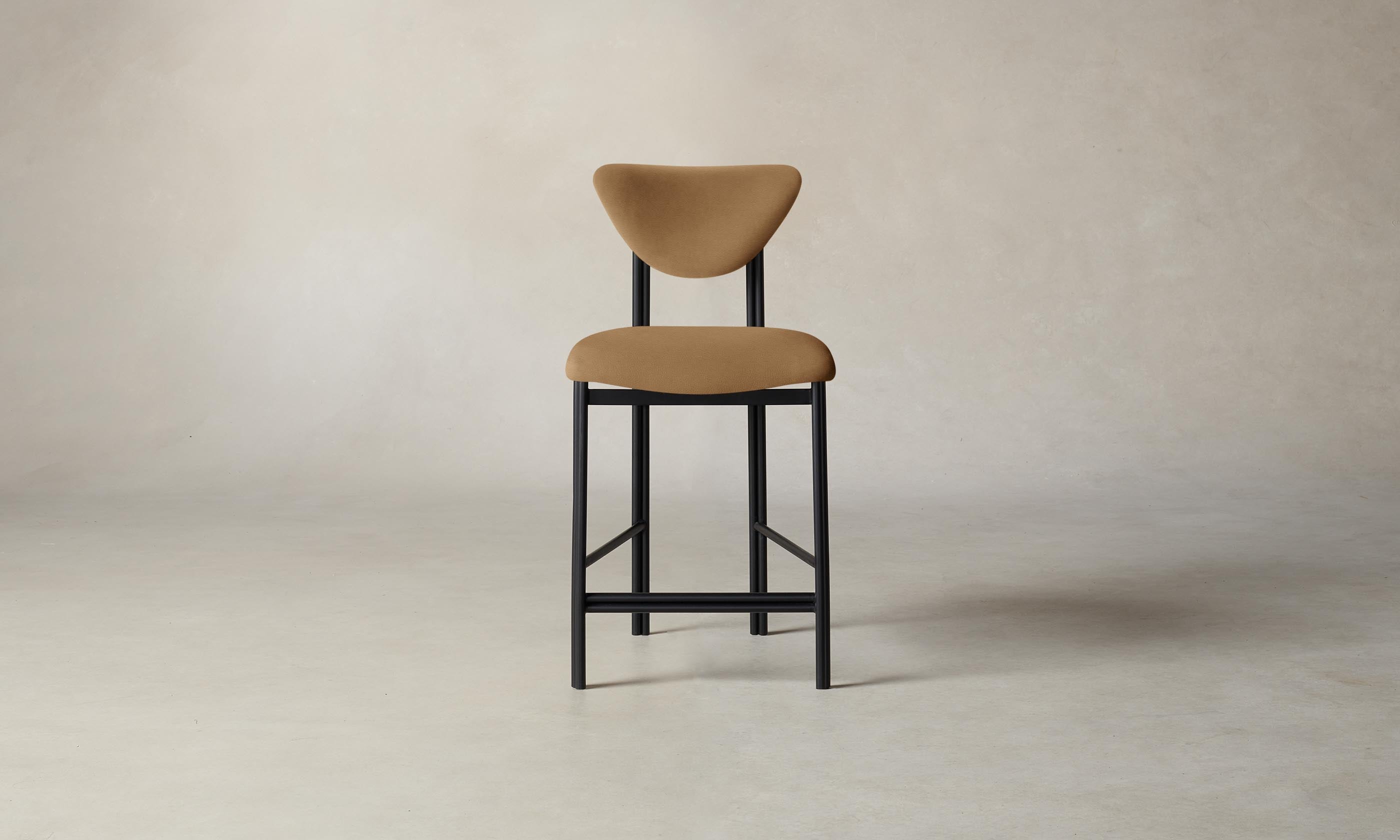 Premium Cooper Counter Stool with Pebbled Leather Upholstery in Latte - Perfect for Kitchen Islands, Breakfast Bars & Modern Dining Areas