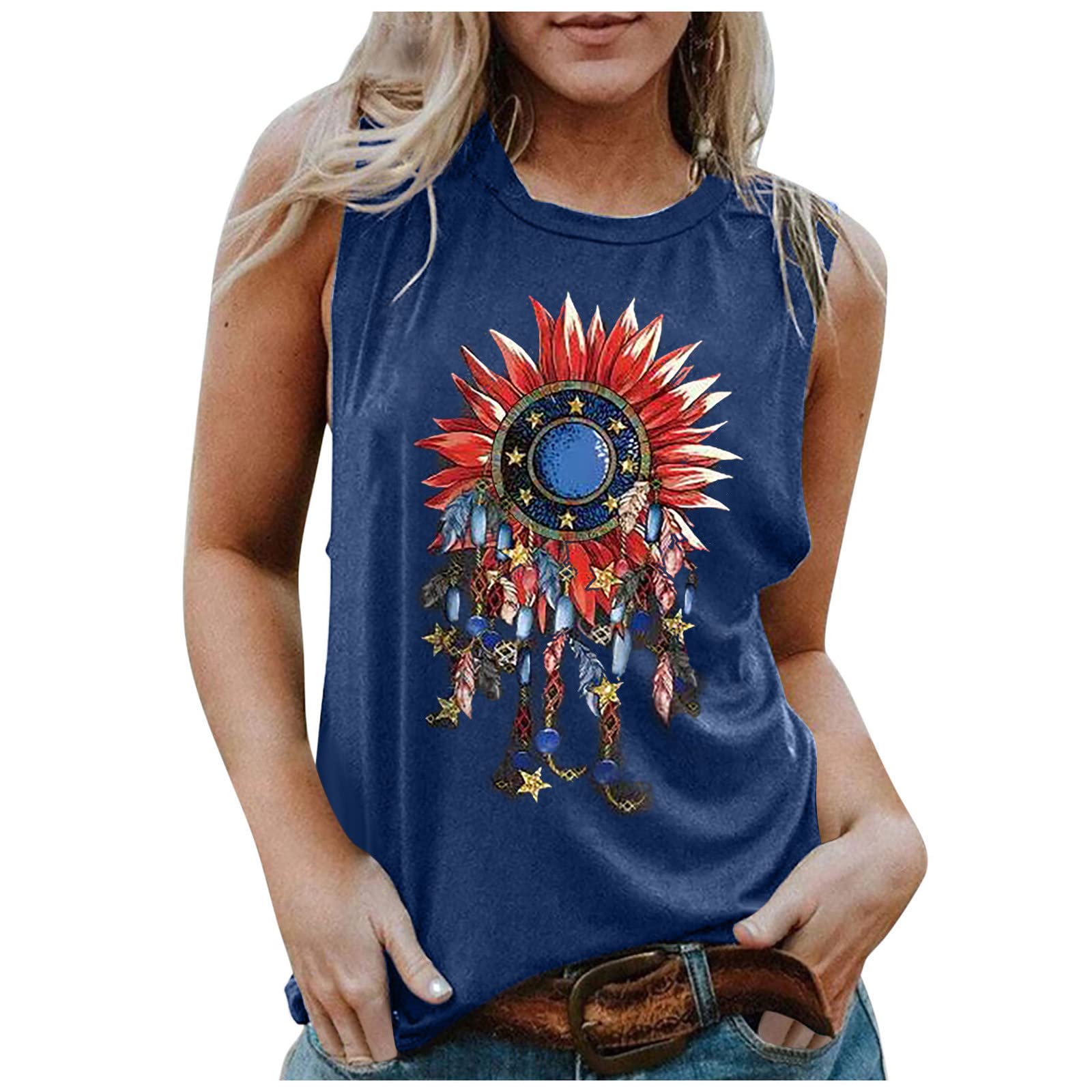 Women's Graphic Print Tank Tops - Funny Summer Beach T-Shirts for Women & Girls - Casual Sleeveless Blouses for Vacation, Pool Party & Outdoor Activities