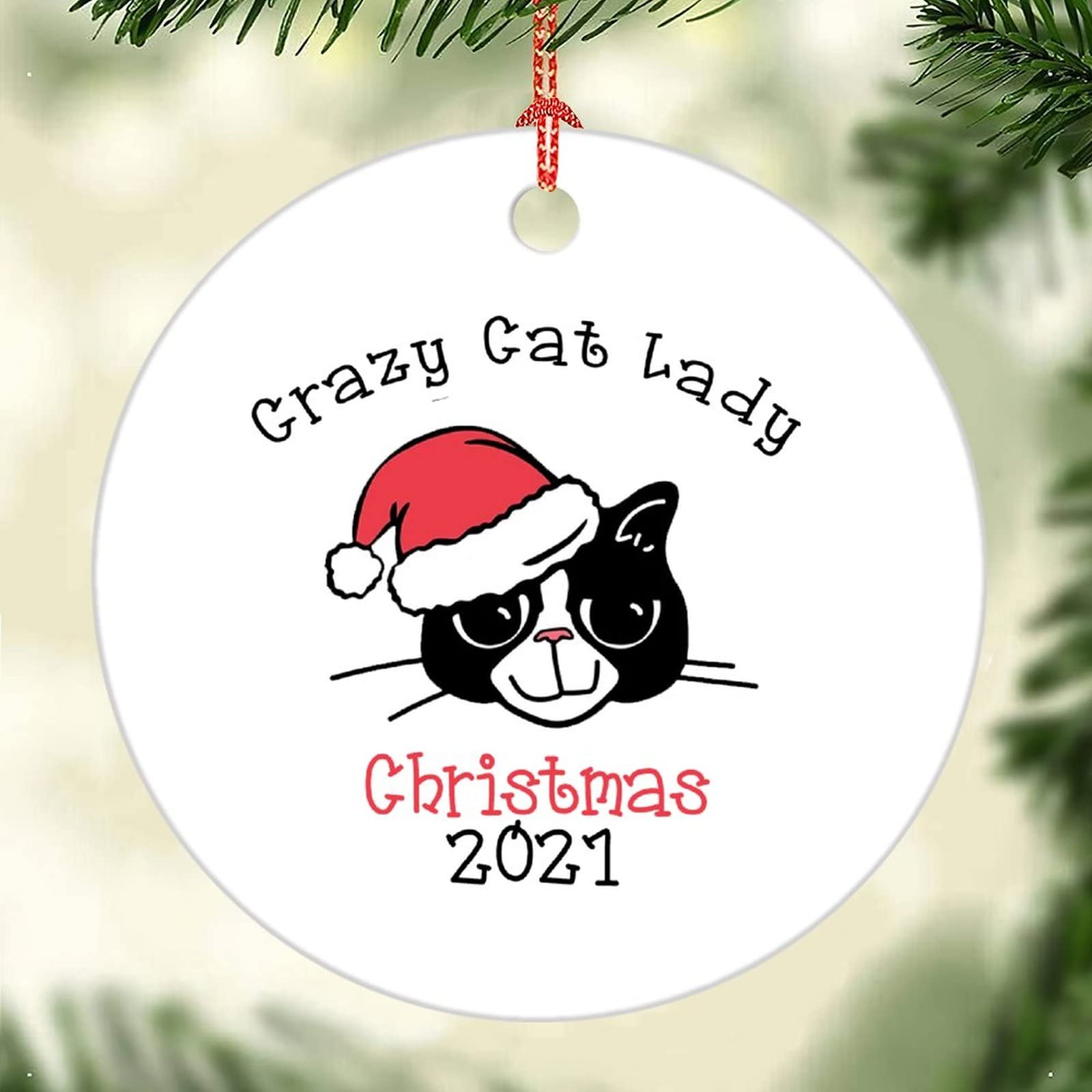 Crazy Cat Lady Christmas Ornament 2021 - Unique Cat Lover Gift, Handmade Cat-Themed Holiday Decoration - Perfect for Cat Owners, Christmas Tree Decor & Gift Exchange