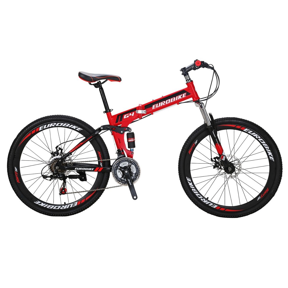 EUROBIKE 21 Speed Folding Bike for Adults - 26/27.5 Inch Dual Suspension Mountain Bike - Compact & Portable for Commuting, Travel & City Riding