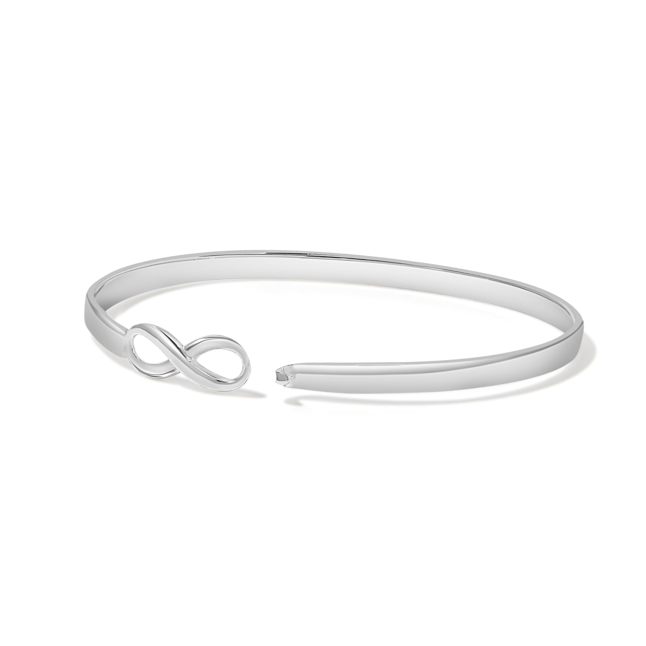 Engravable Sterling Silver Infinity Bangle Bracelet for Women - 7 Inch Adjustable Personalized Jewelry - Romantic Couples Bracelet Gift for Girlfriend, Wife & Mom - Perfect for Anniversaries, Birthdays & Mother's Day