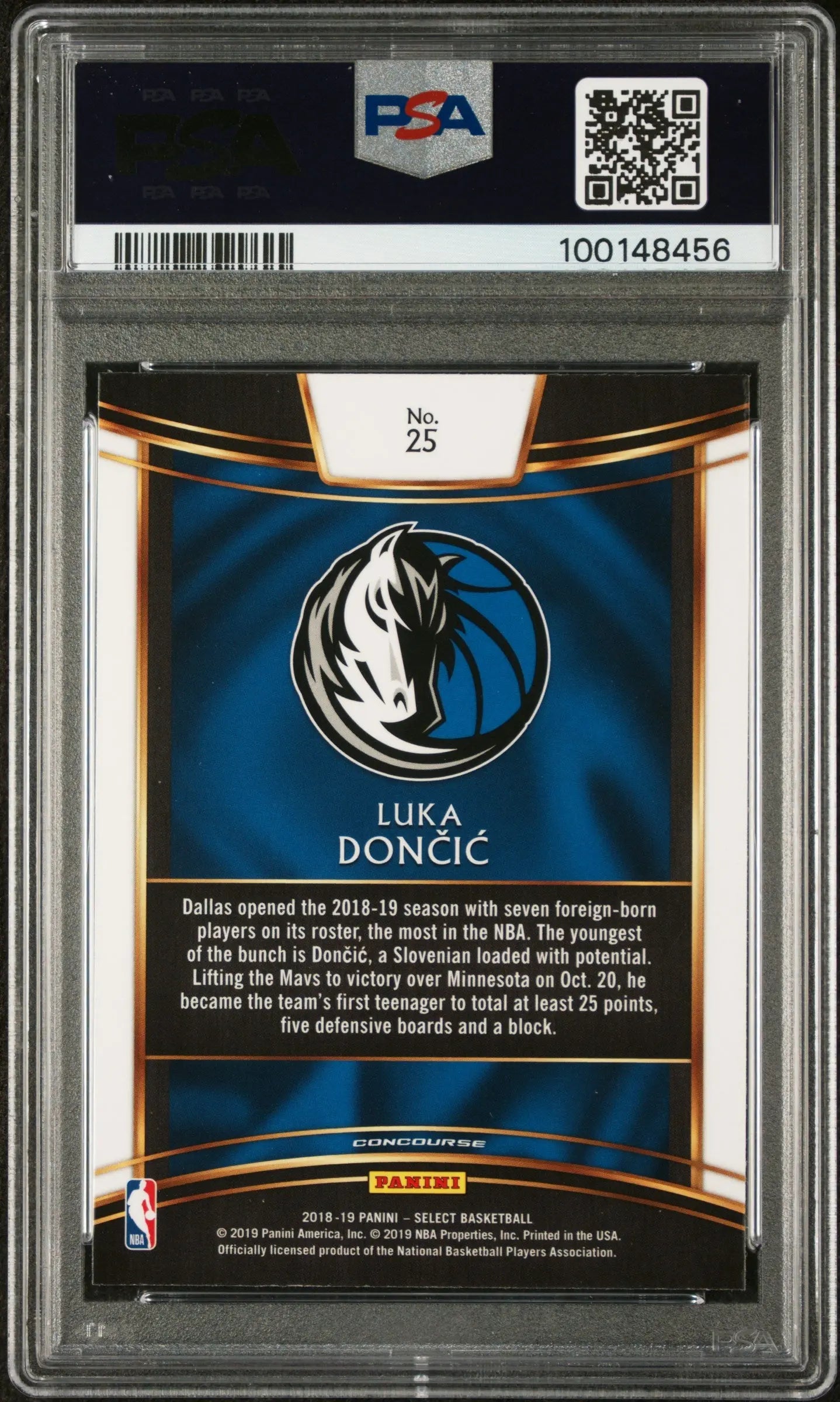 2018 Panini Select Basketball Luka Doncic Rookie Card PSA 9 Mint - NBA Collectible for Fans & Investors - Perfect for Display, Trading, and Memorabilia Collections