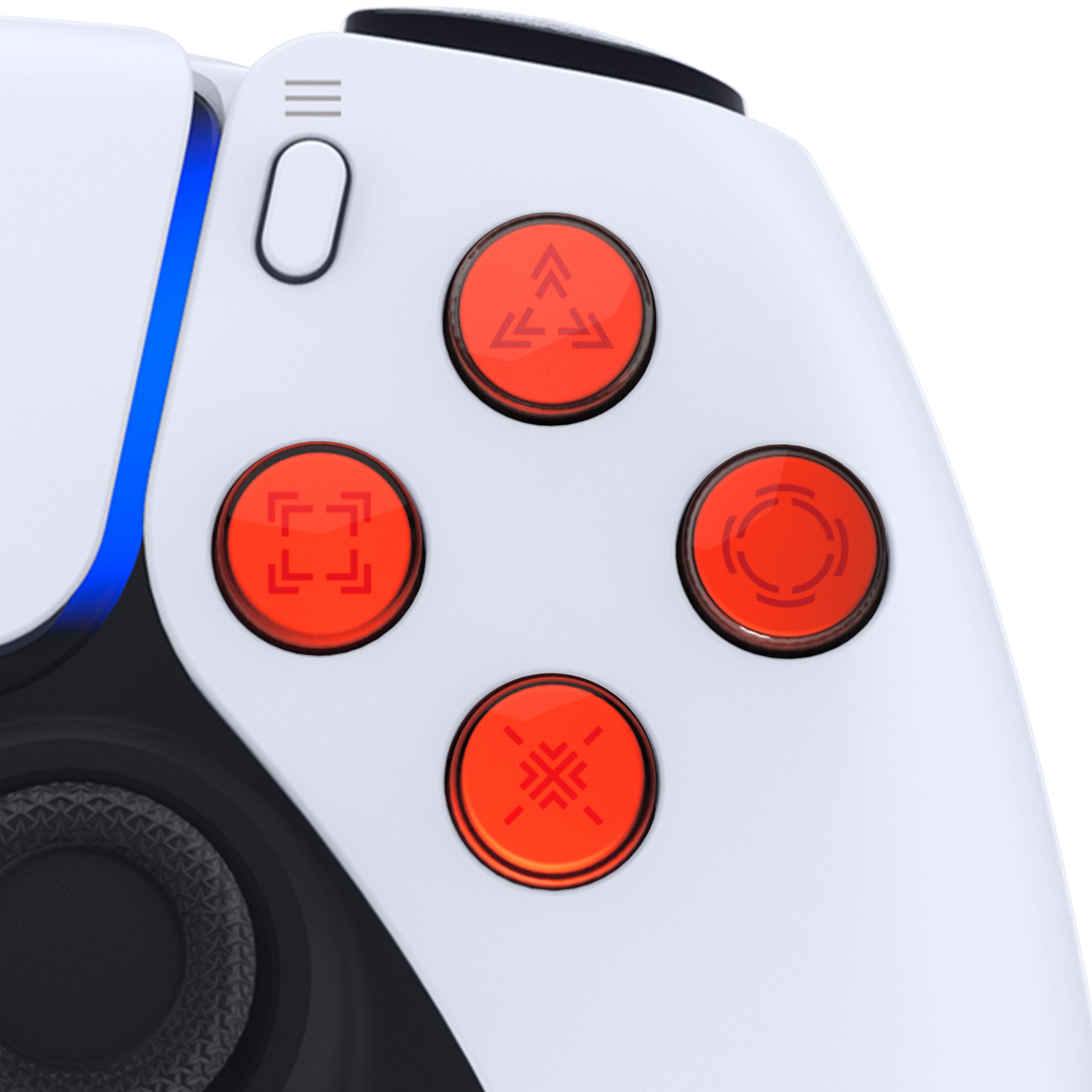 eXtremeRate Custom Three-Tone D-Pad & Action Buttons for PS5 Controller - Orange, Clear, Red | Enhanced Grip & Redesigned Symbols | Perfect for Gaming, Streaming & Competitive Play