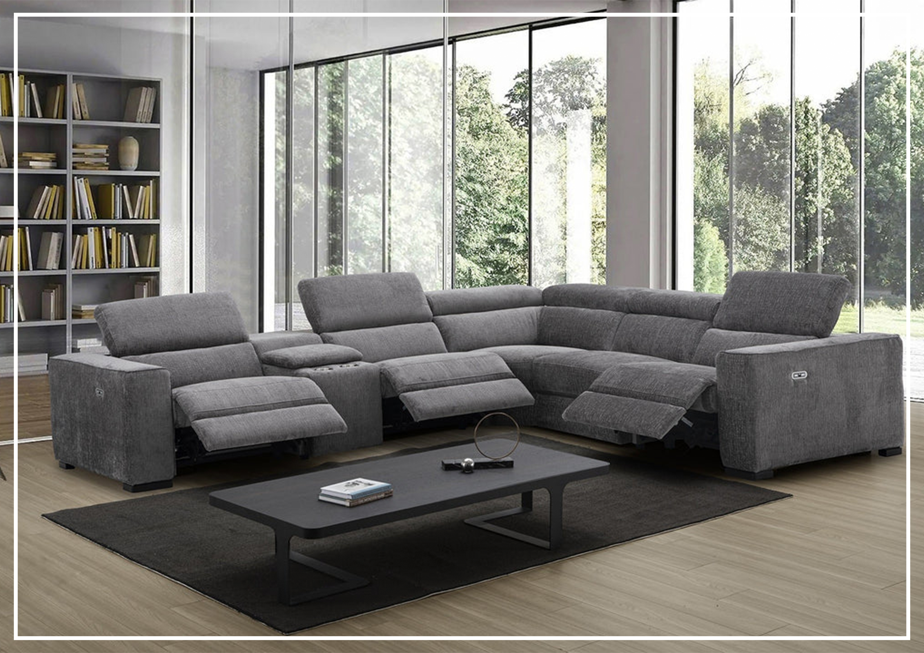 Gio Italia Aventura L-Shaped Fabric Power Reclining Sectional Sofa - Modern Recliner Couch with USB Charging for Living Room, Home Theater & Family Room Comfort