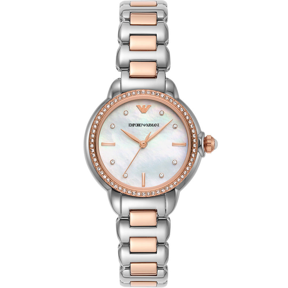 Emporio Armani AR11569 Mia Two-Tone Women's Watch - Luxury Stainless Steel Bracelet, Rose Gold Accents - Perfect for Office, Date Night & Special Occasions