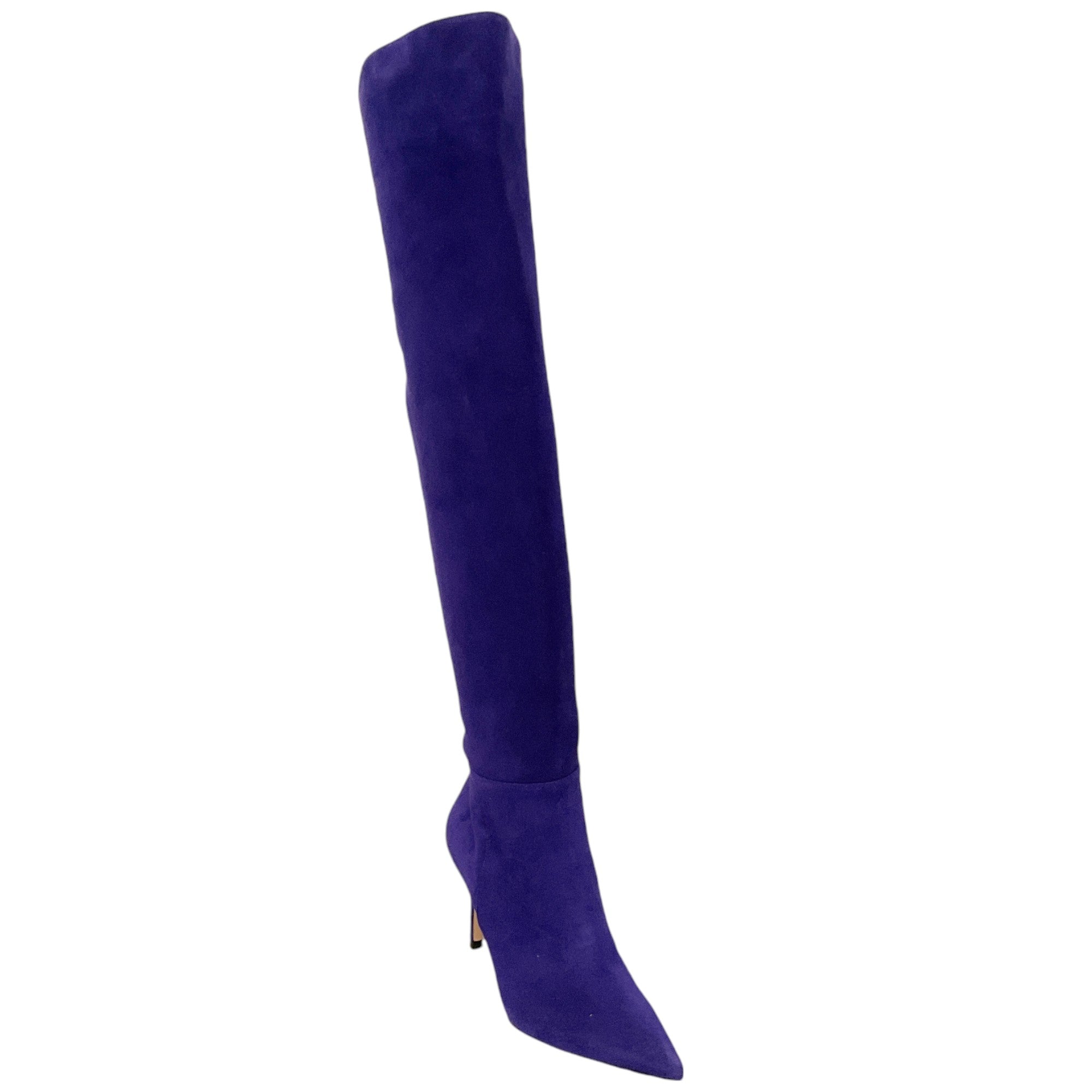 Gianvito Rossi Purple Suede Jules Knee High Boots for Women - Luxury Fashion Boots for Fall Winter, Date Night & Evening Outfits