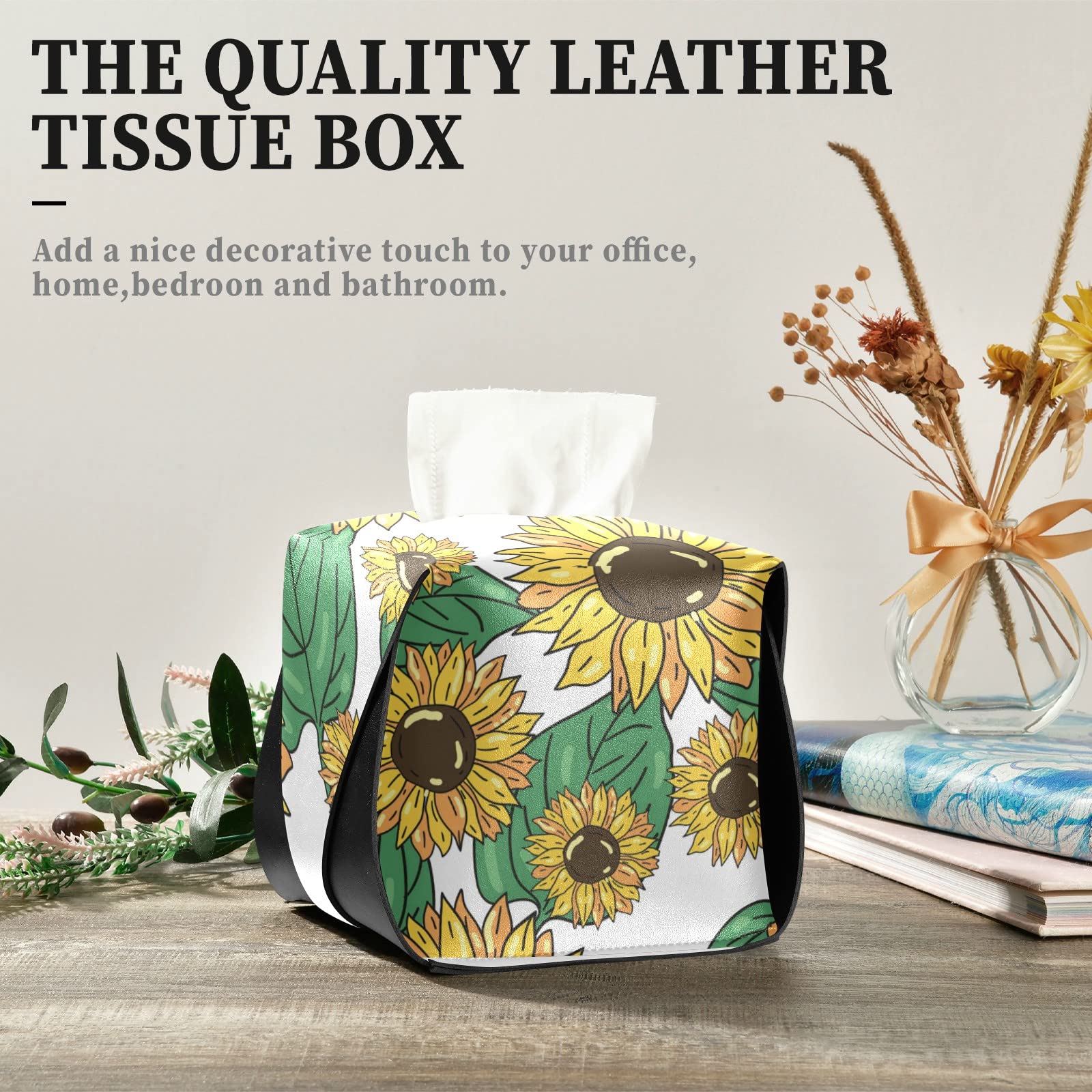 Leather Tissue Box Cover with Handle - Bathroom, Office, Car Decor