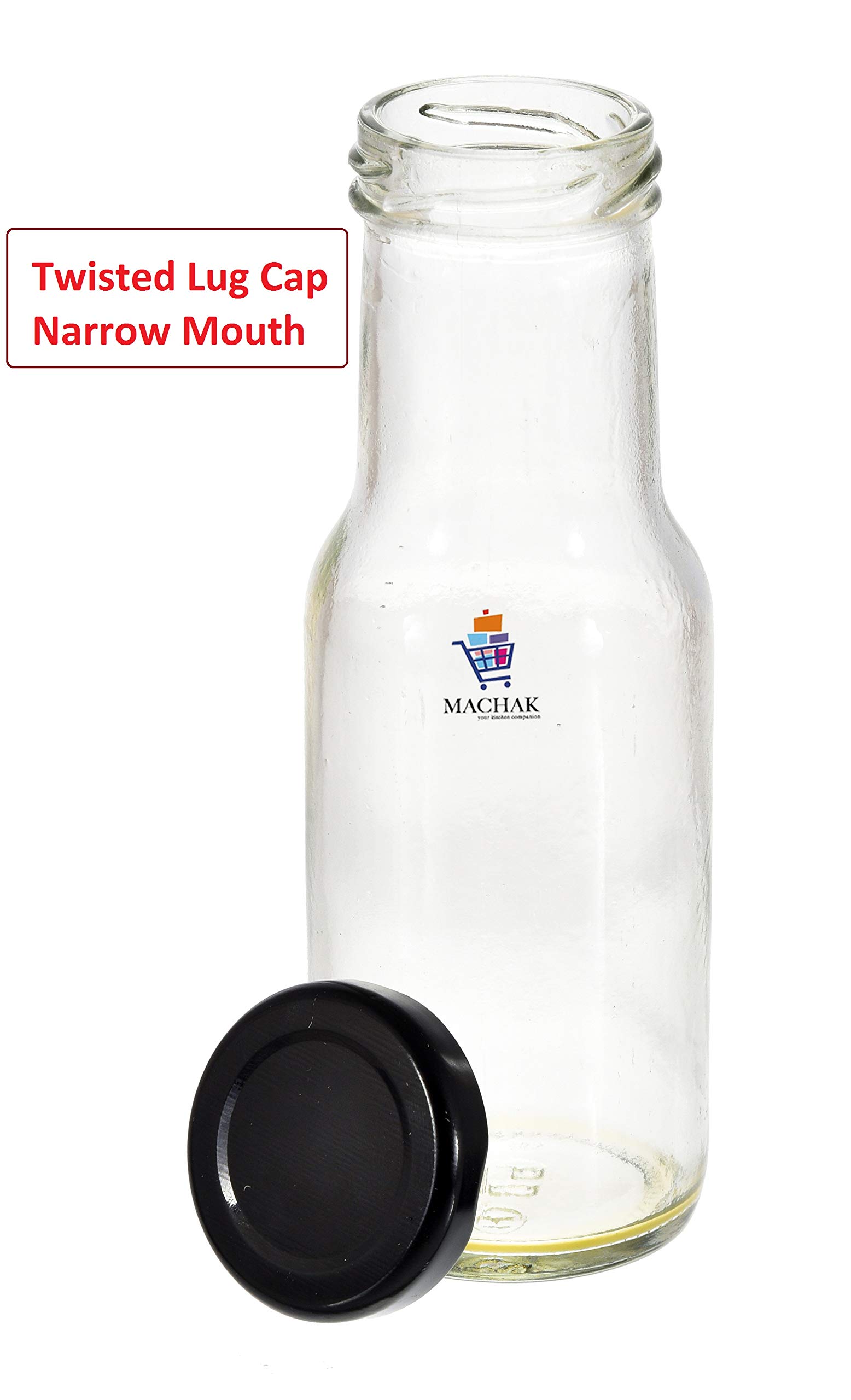 200ml Glass Bottles for Milk, Juice - 2 Pack with Rust Proof & Airtight Black Lids - Perfect for Homemade Beverages, Meal Prep & Office Drinks
