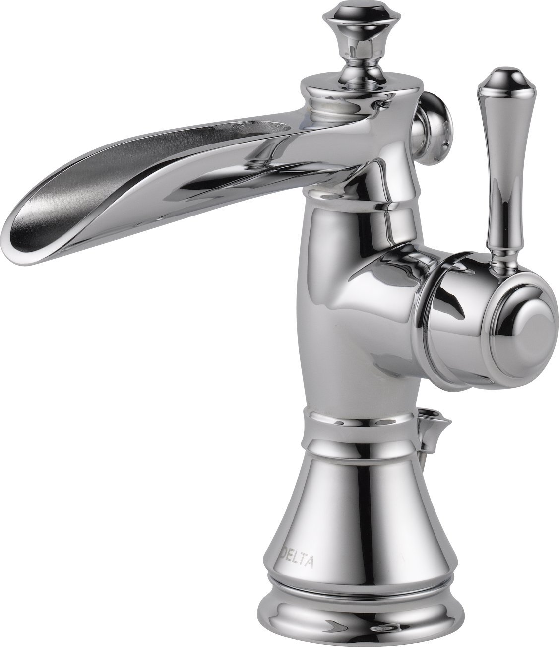 Delta Cassidy Single Hole Bathroom Faucet - Chrome Waterfall Single Handle Bathroom Sink Faucet with Metal Drain Assembly (598LF-MPU) - Perfect for Modern Bathrooms and Vanities