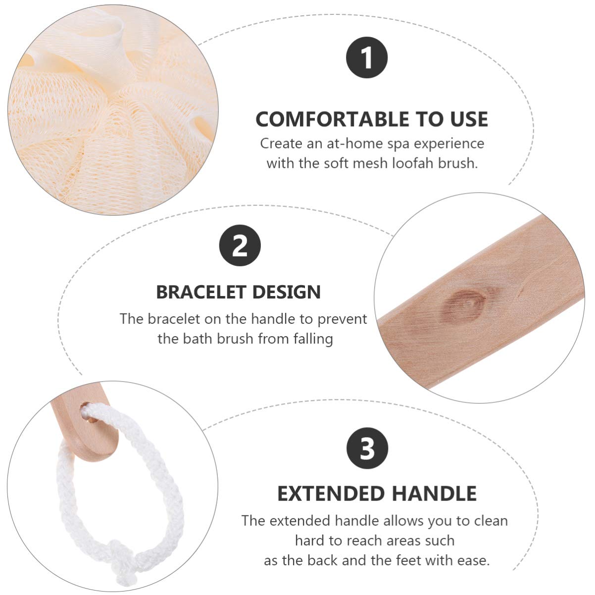 Milisten Men's Body Wash Loofah Sponge with Handle - Exfoliating Bath & Shower Scrubber for Men & Women - Perfect for Home, Bathroom & Spa Relaxation
