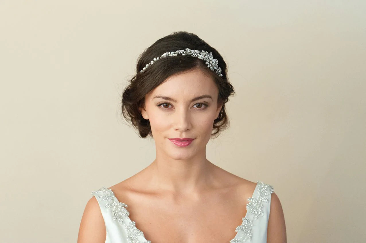 Ivory and Co Silver Crystal Floral Headband for Brides - Elegant Wedding Hair Accessory | Perfect for Bridal Showers, Weddings, and Special Occasions