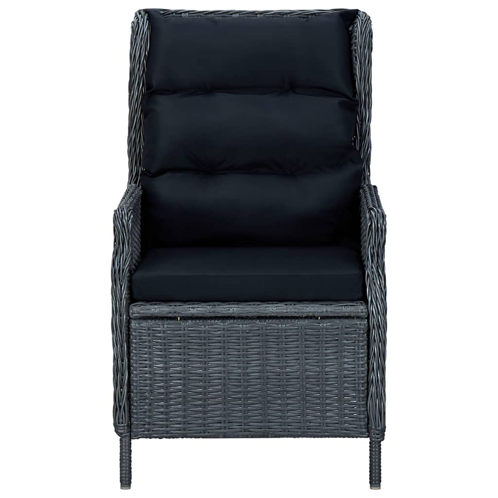 vidaXL 9-Piece Outdoor Patio Dining Set - Durable Poly Rattan Furniture with Reclining Chairs & Tempered Glass Tabletop - Black Cushions - Perfect for Garden, Backyard, and Poolside Entertaining