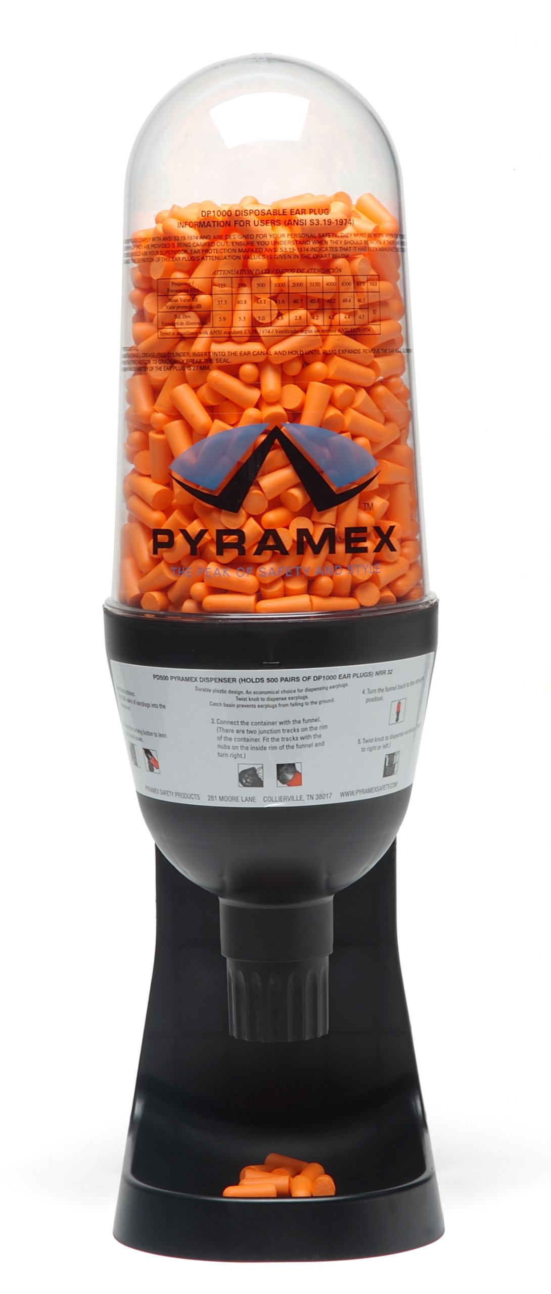Pyramex Safety Ear Plug Dispenser Box - 200 Count, Noise Reduction for Construction, Shooting, Concerts & Work - OSHA Compliant Hearing Protection Accessories