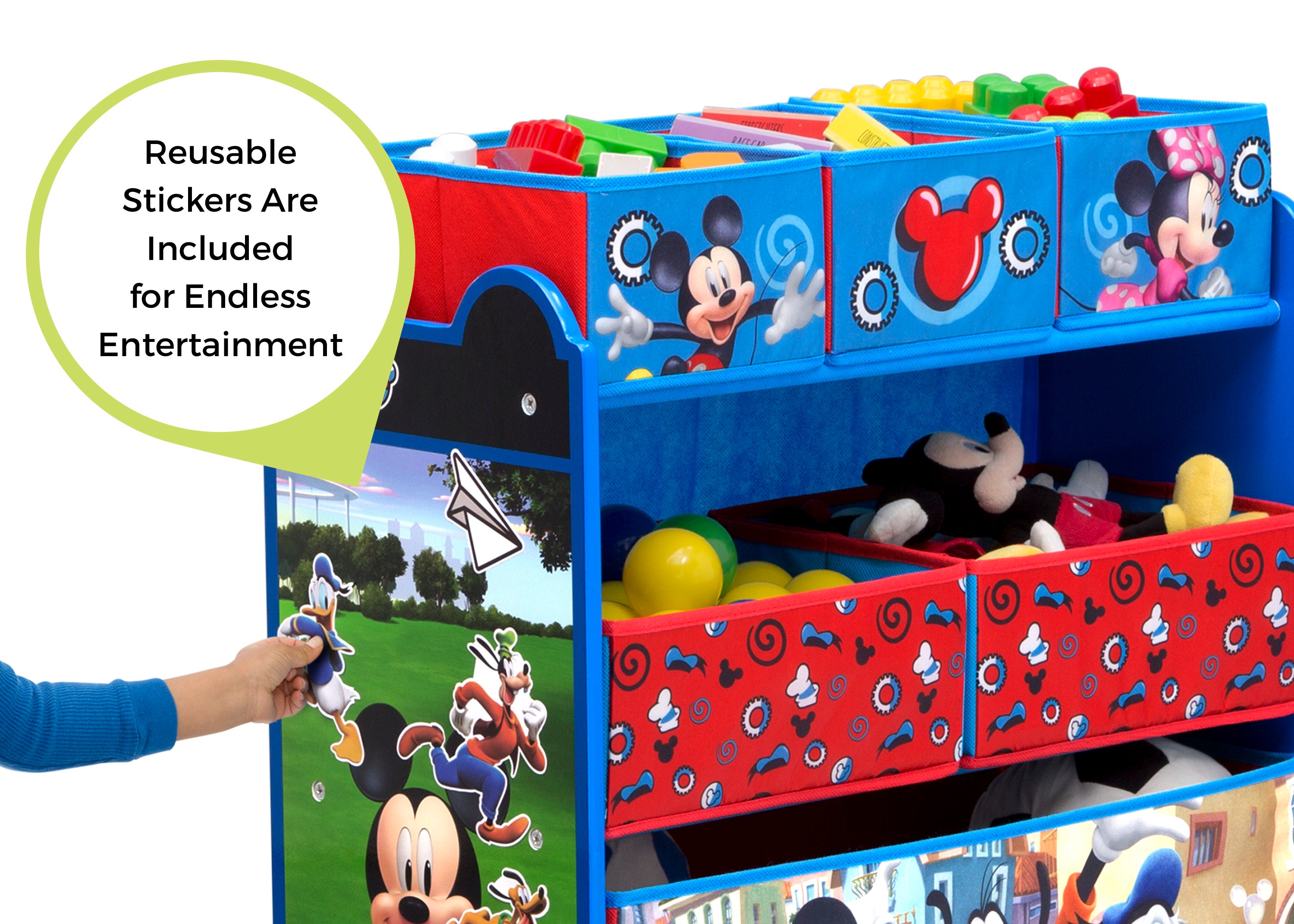 Mickey Mouse 6 Bin Toy Organizer with Storage Baskets - Kids Room Organization for Toys, Books & Crafts - Perfect for Playrooms, Bedrooms & Daycare Centers
