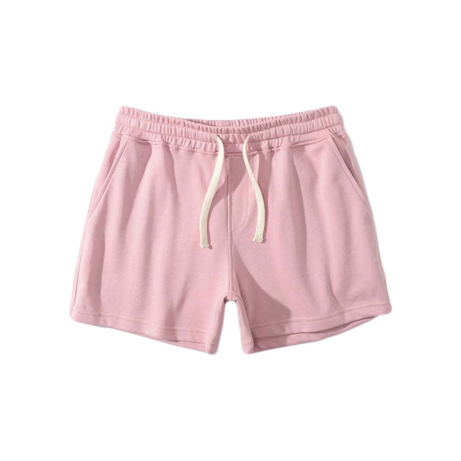 **Men's Gym Shorts - Comfortable Cotton Casual Workout Shorts with Elastic Mid-Waist & Lace-Up Design for Running, Training & Lounge Wear**