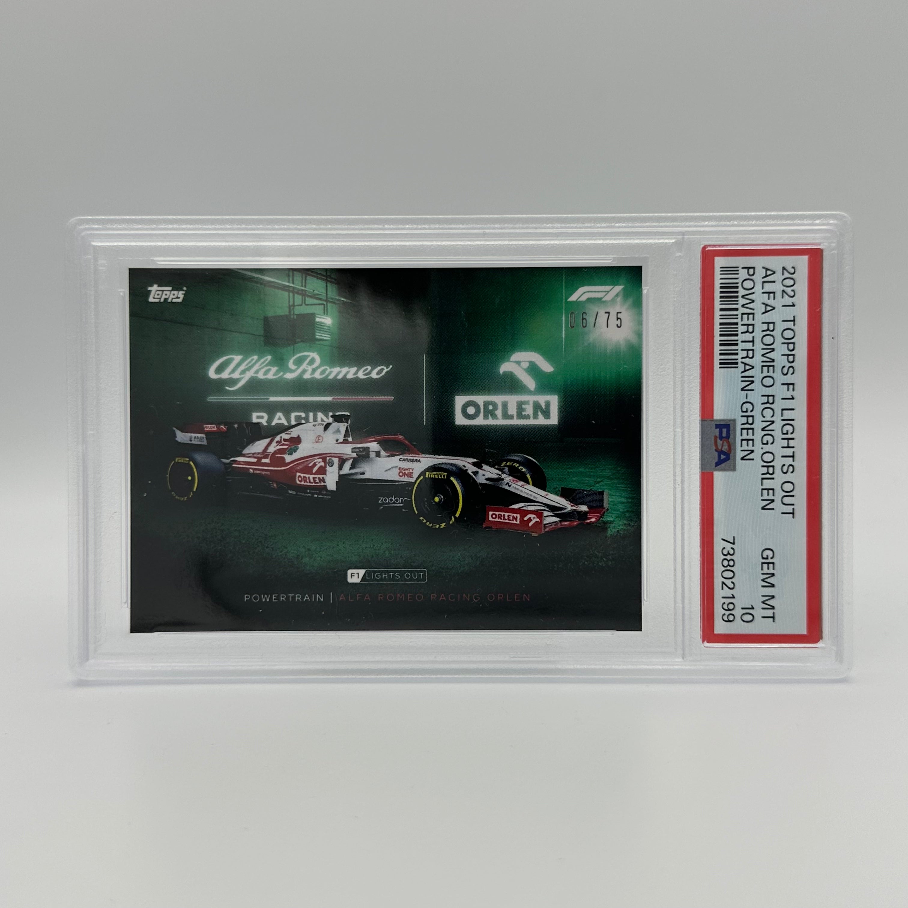 PSA 10 Graded 2006 Alfa Romeo Racing Orlen Powertrain Green Trading Card - Perfect for Collectors, Racing Fans & Display Cases