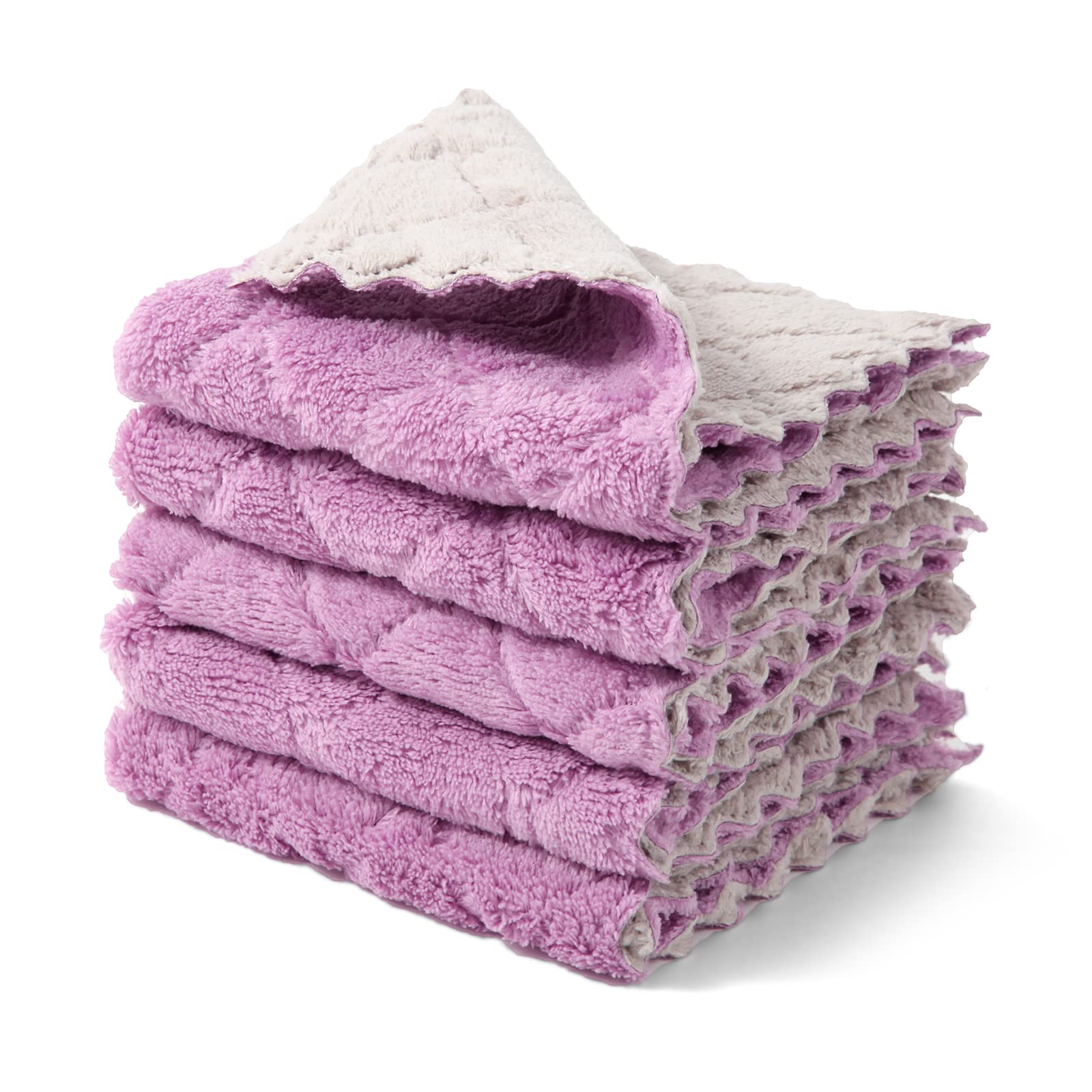 Kimteny Microfiber Cleaning Cloths - Super Absorbent & Fast Drying Kitchen Towels, Lint-Free Dish Cloths, Reusable Washcloths for Dishes, Countertops & Household Cleaning (10