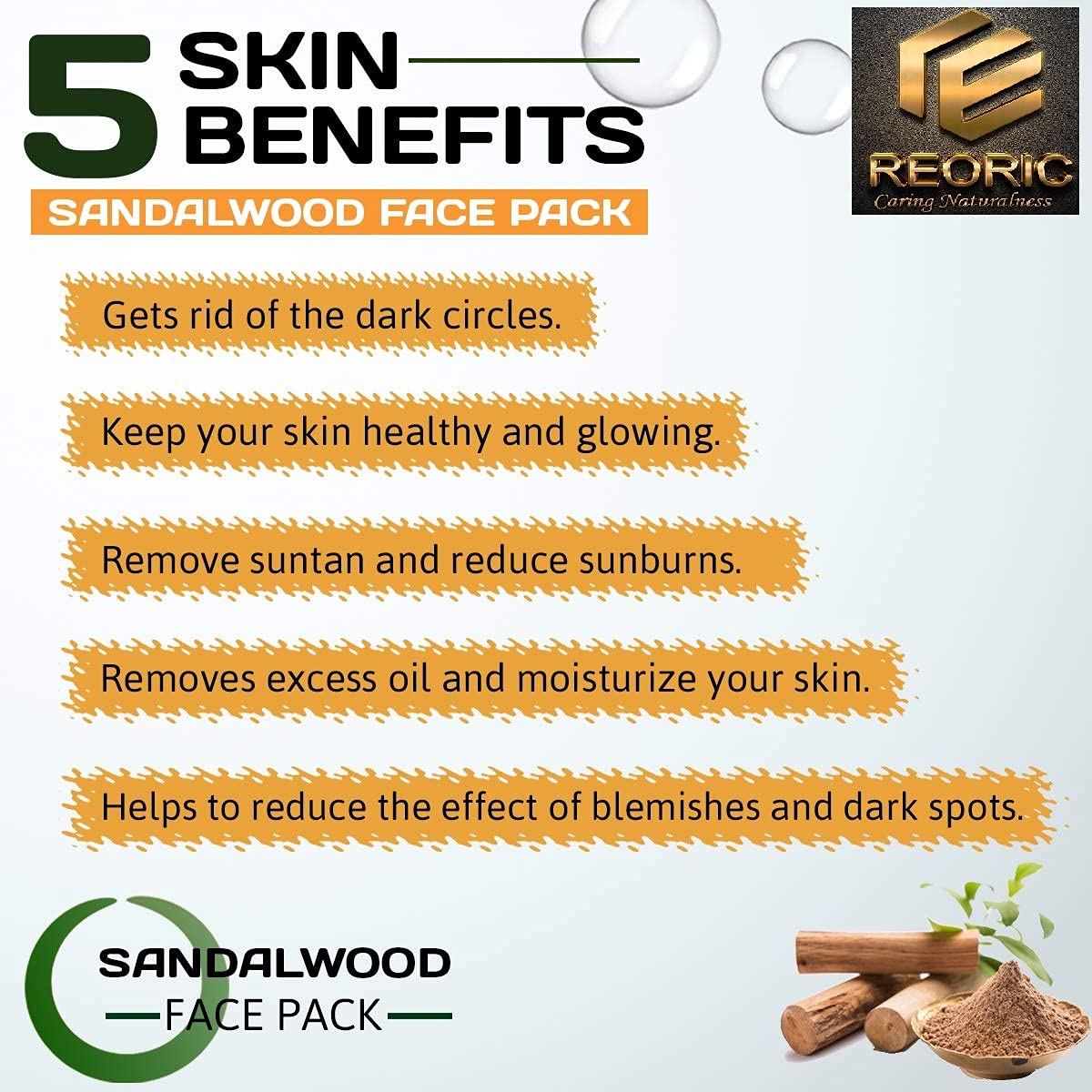 Organic Sandalwood Powder (Chandan) 100g - Pure & Natural for Skin Care, Face Masks, Body Scrubs & Puja Rituals - Reoric Premium Quality