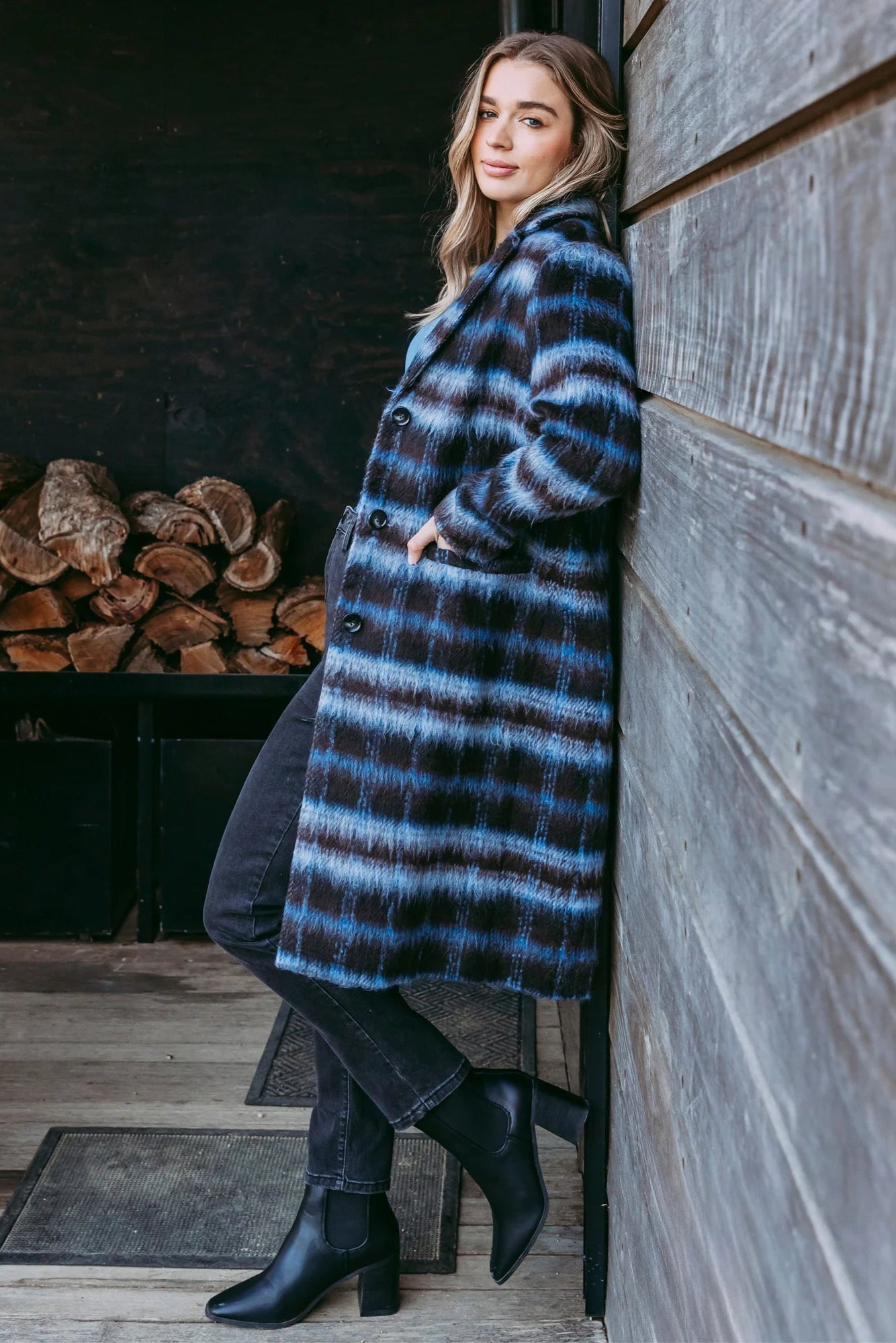 Bennett Chocolate Blue Check Coat for Men - Stylish Winter Wool Overcoat with Plaid Pattern - Perfect for Office, Business Meetings & Formal Events