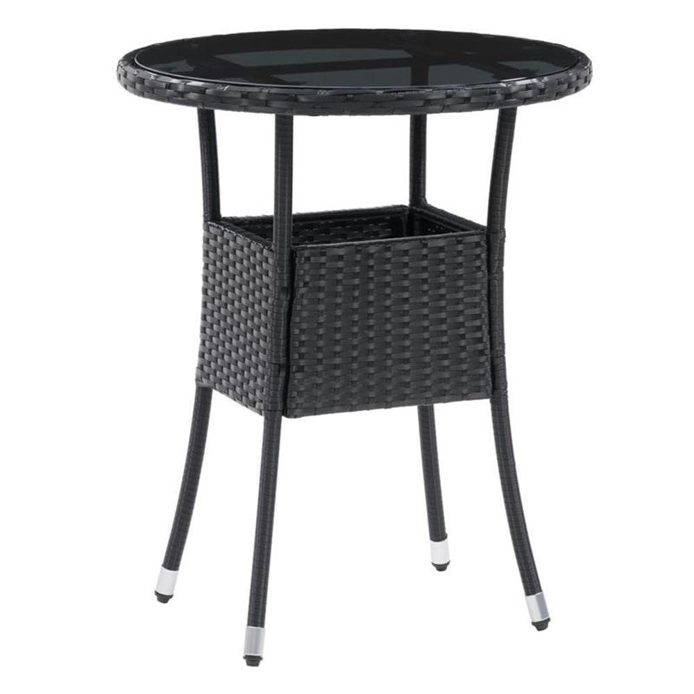 CorLiving Parksville Outdoor Bistro Table - Black Metal Patio Dining Set for Small Spaces, Garden, Balcony & Backyard Use