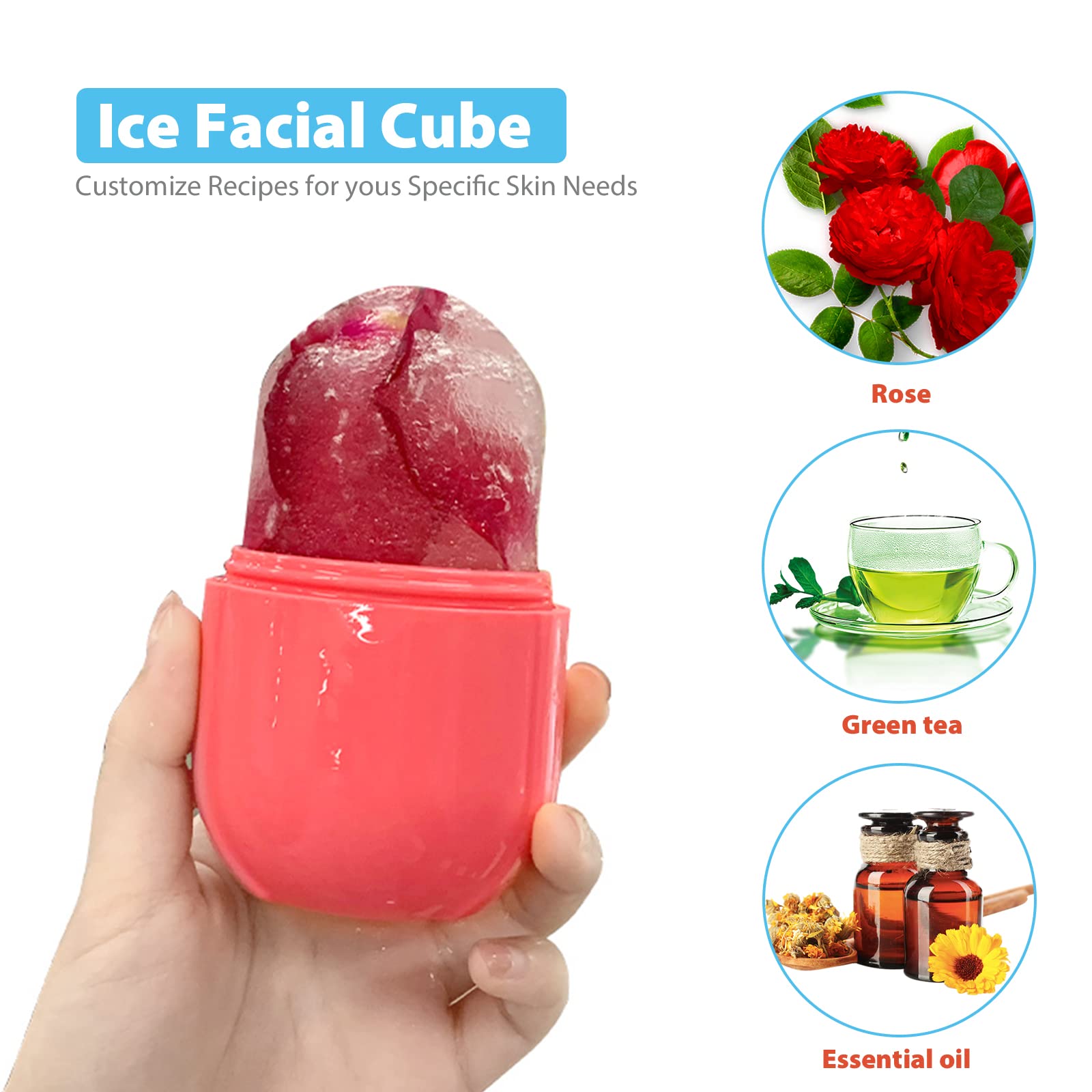 Reusable Ice Face Roller for Skin Care & Puffiness Relief - Cooling Facial Massager for Eyes & Face, Silicone Ice Stick & Ice Mould Beauty Tool - Perfect Gift for Women | Use for Morning Routine, Post-Workout Recovery & Spa Treatments