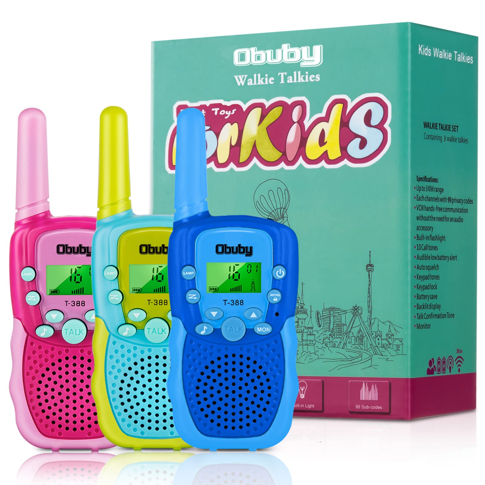 Best Walkie Talkies for Kids 3-12 Years Old - 22 Channel 2 Way Radios with Backlit LCD & Flashlight - 3KM Range - Perfect Outdoor Toys for Boys & Girls - Ideal for Hiking, Camping, and Outdoor Adventures