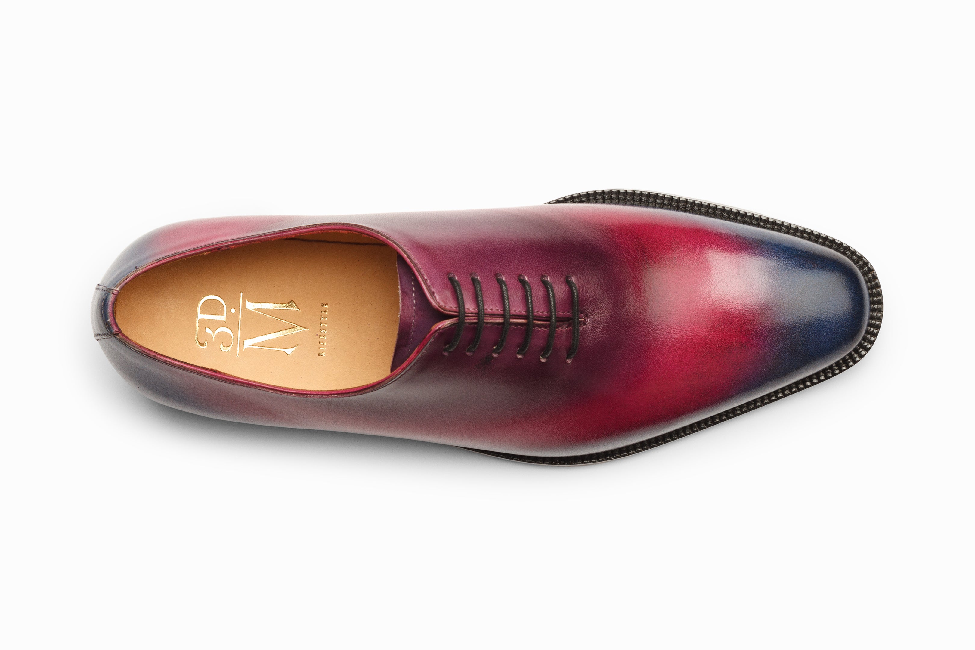 Premium Wholecut Oxford Shoes for Men - Blue, Pink & Purple Patina Finish - Formal & Business Attire, Office Wear & Special Occasions