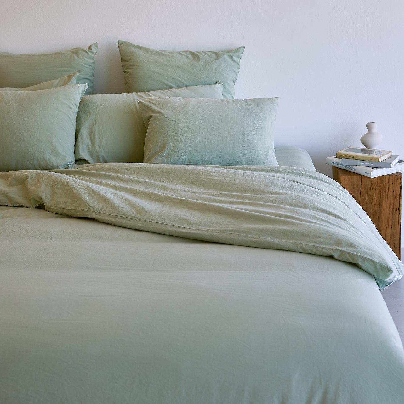 Premium Washed Cotton Duvet Cover Set - Soft & Breathable Khaki Green Bedding - Perfect for Master Bedroom, Guest Room & Cozy Home Decor