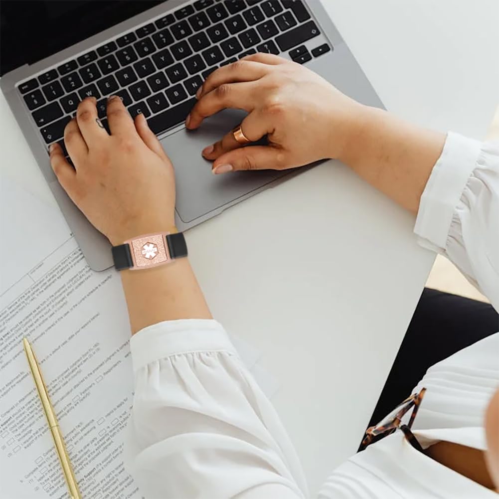 Personalized Rose Gold Medical Alert ID Bracelet for Women - Adjustable 6