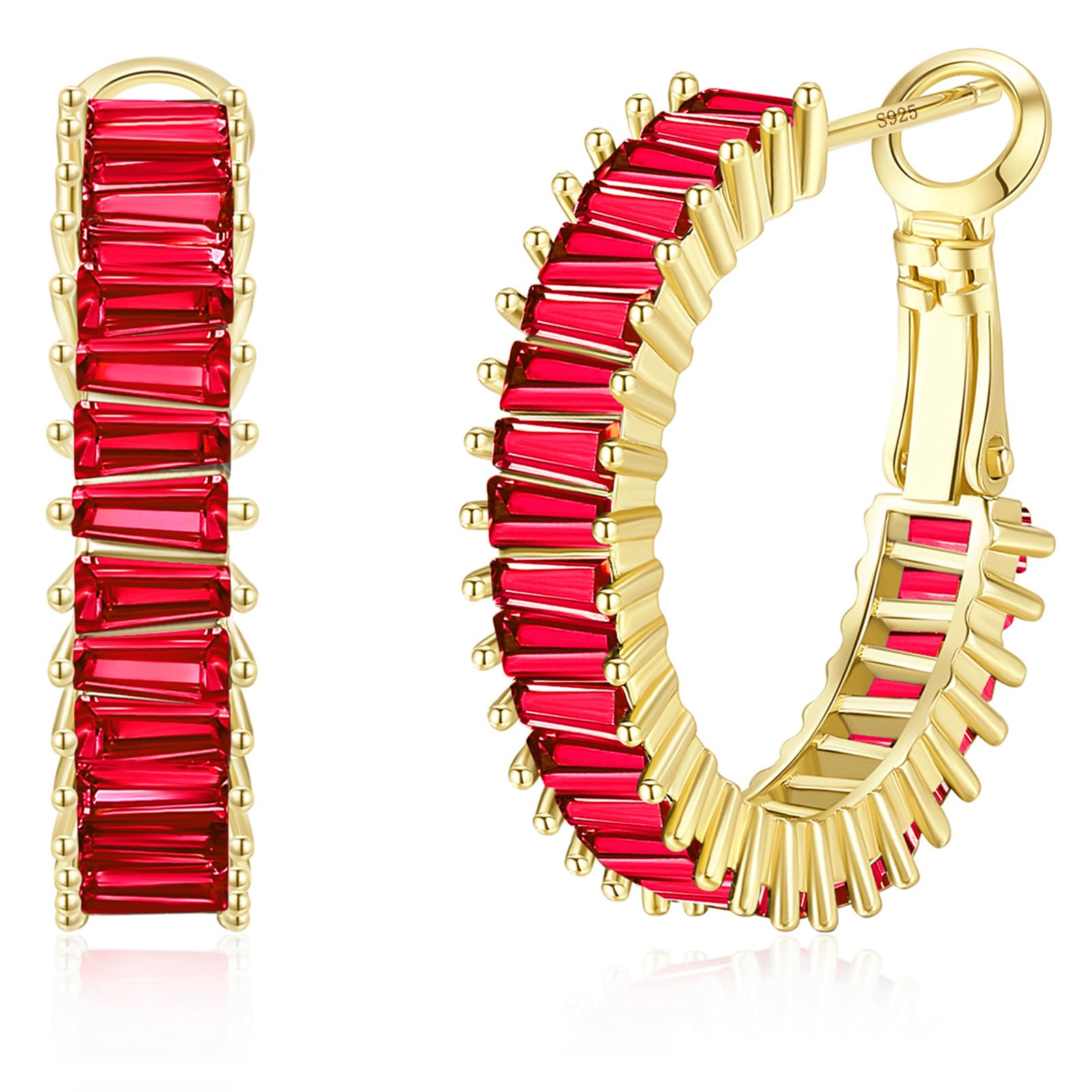 Trendy 14K Gold Plated CZ Hoop Earrings for Women - Lightweight Chunky Silver Hoops, Hypoallergenic Jewelry | Perfect for Parties, Weddings & Everyday Wear