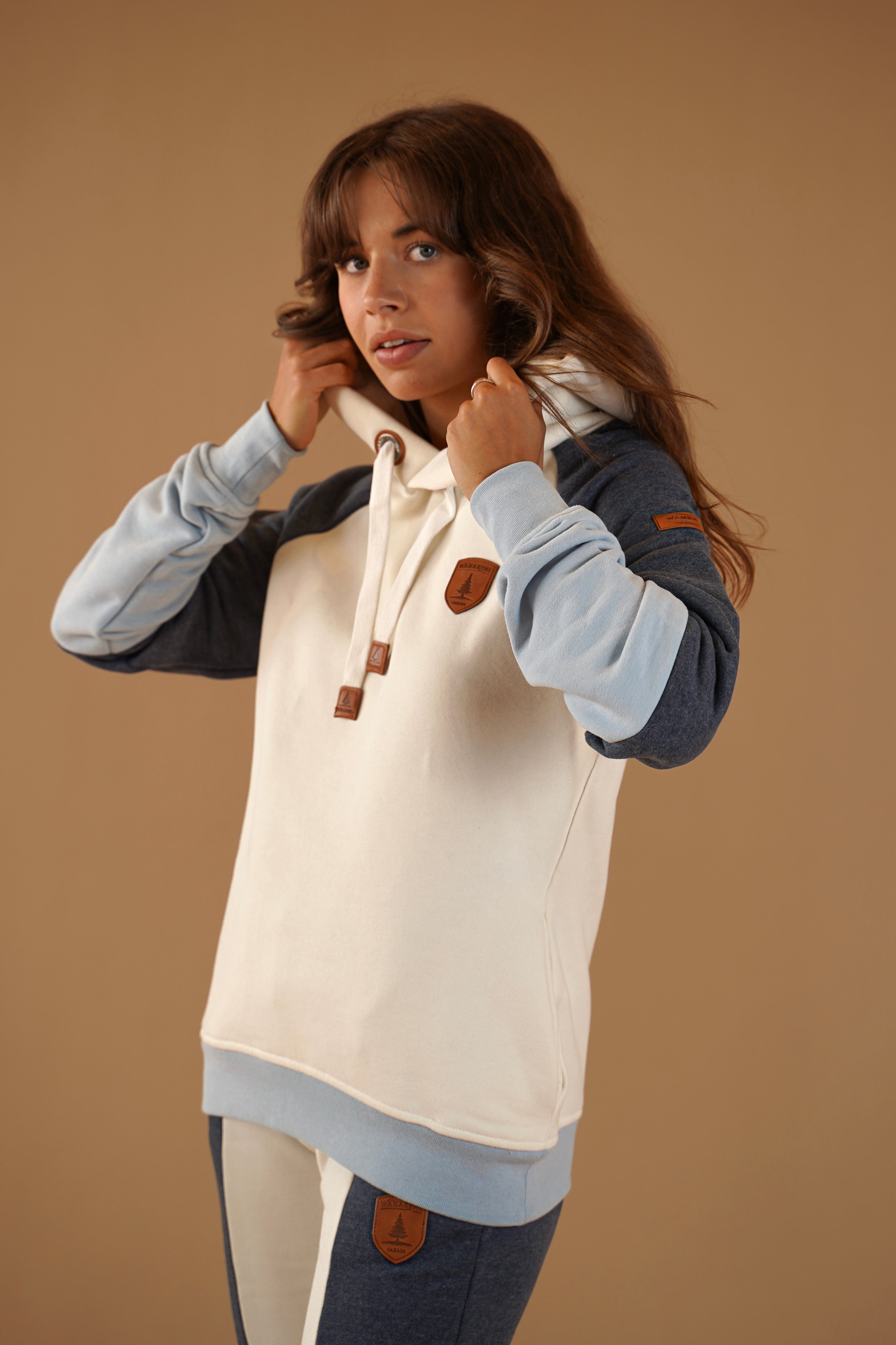 Premium Navy & Oatmeal Hoodie for Men & Women - Soft Fleece Pullover with Kangaroo Pocket - Perfect for Casual Wear, Gym, and Outdoor Activities
